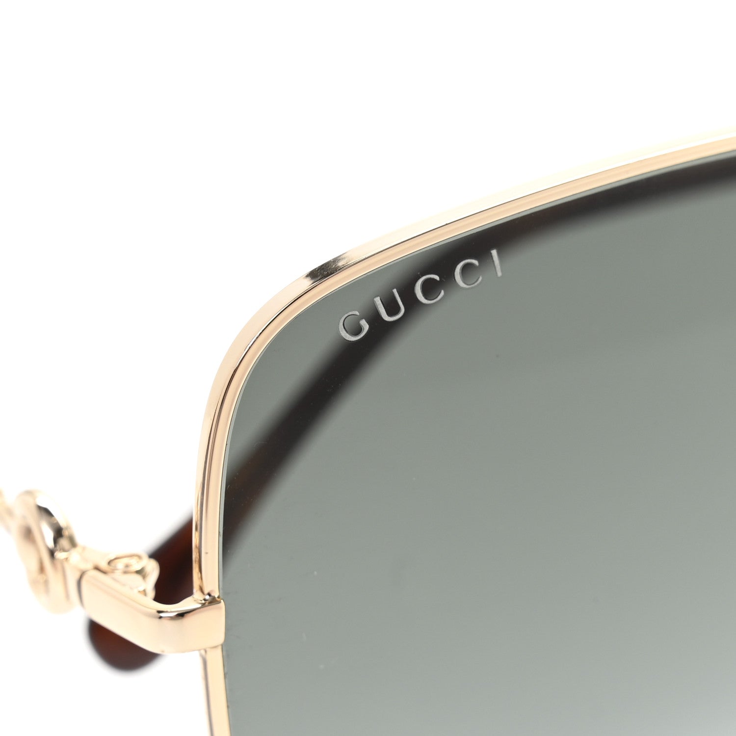 Metal Horsebit Square Frame Sunglasses GG0879S Gold