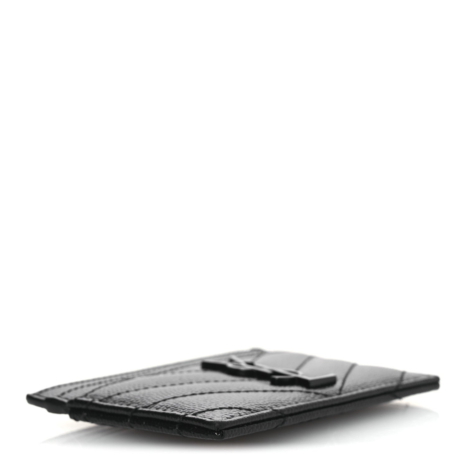 Grain De Poudre Matelasse Chevron Monochrome Monogram Credit Card Case Black