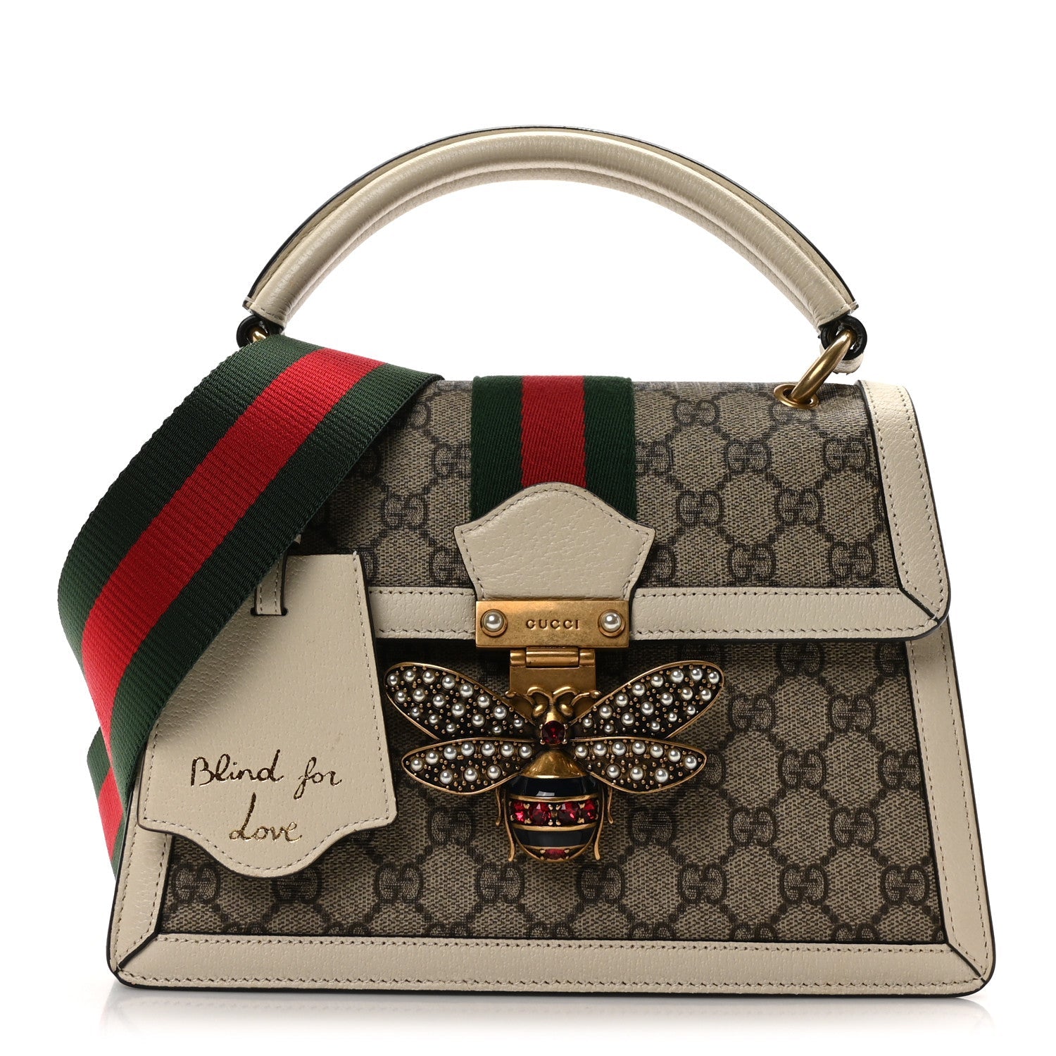 GG Supreme Monogram Small Queen Margaret Top Handle Bag White