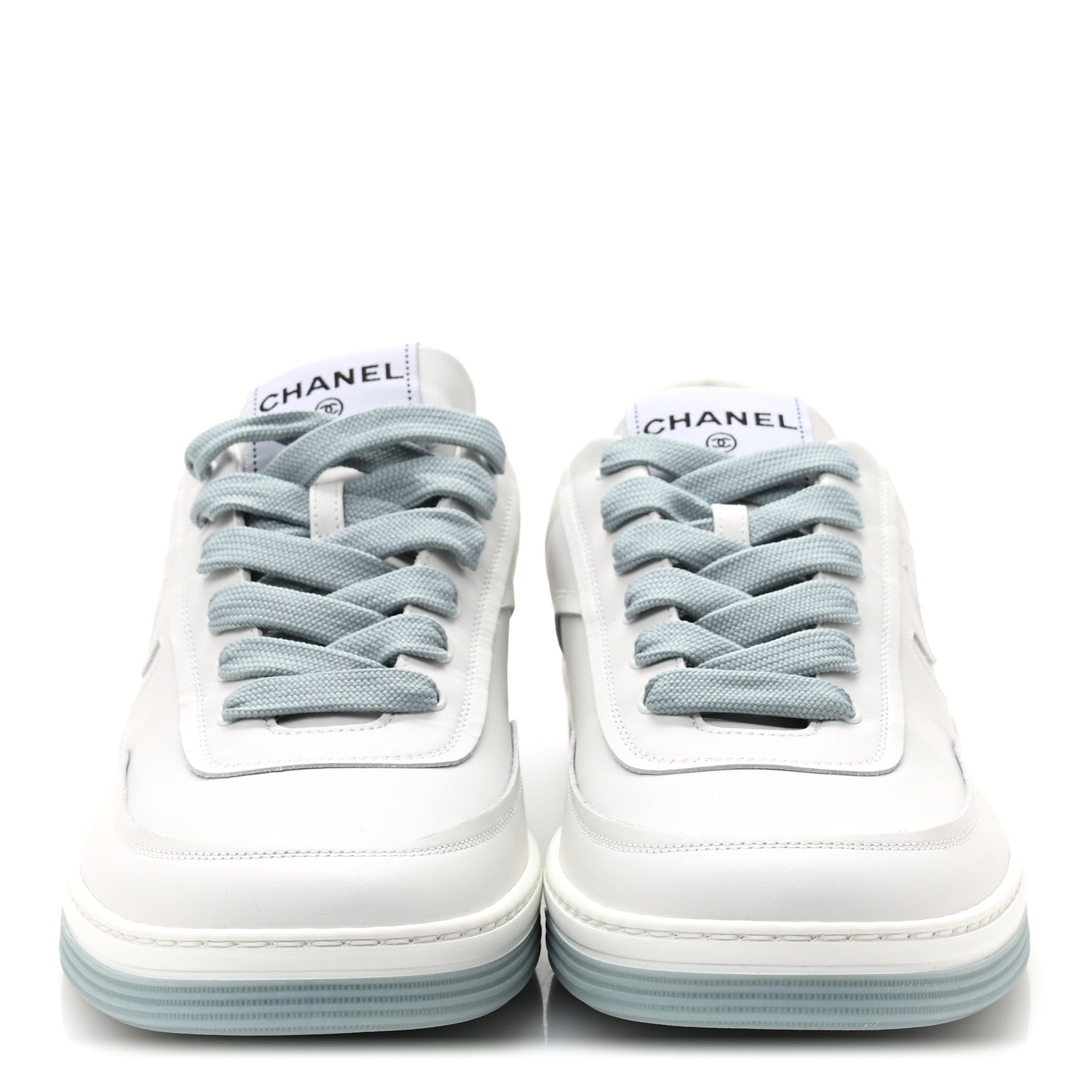 Calfskin CC Mens Sneakers 45 White Light Blue