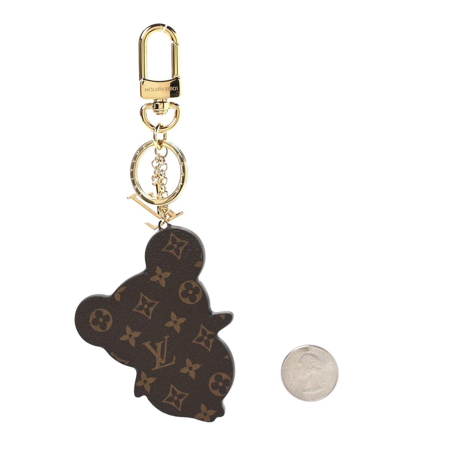 LV x TM Cowhide Monogram Superflat Panda Key Ring Bag Charm Multicolor