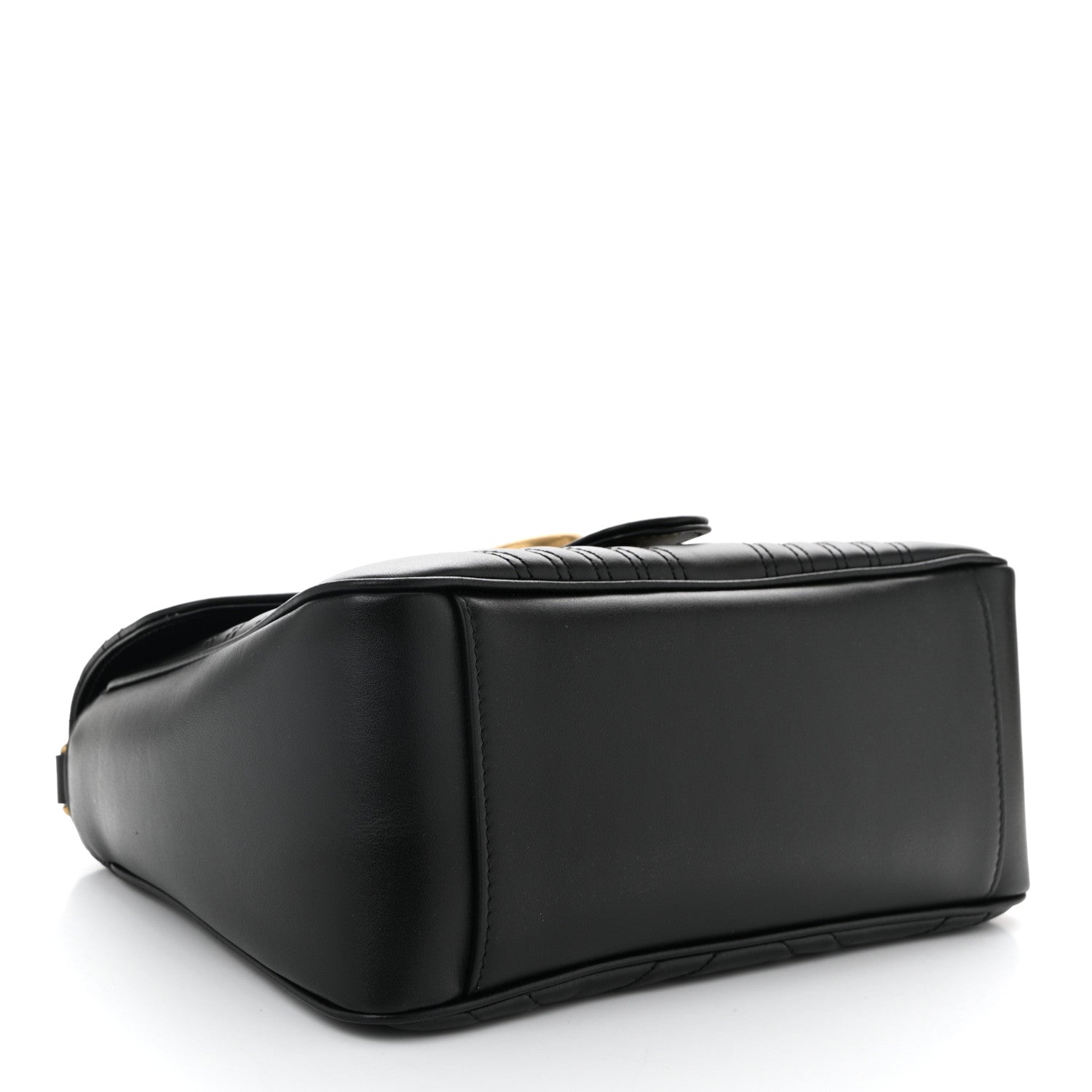 Calfskin Matelasse Small GG Marmont Top Handle Shoulder Bag Black