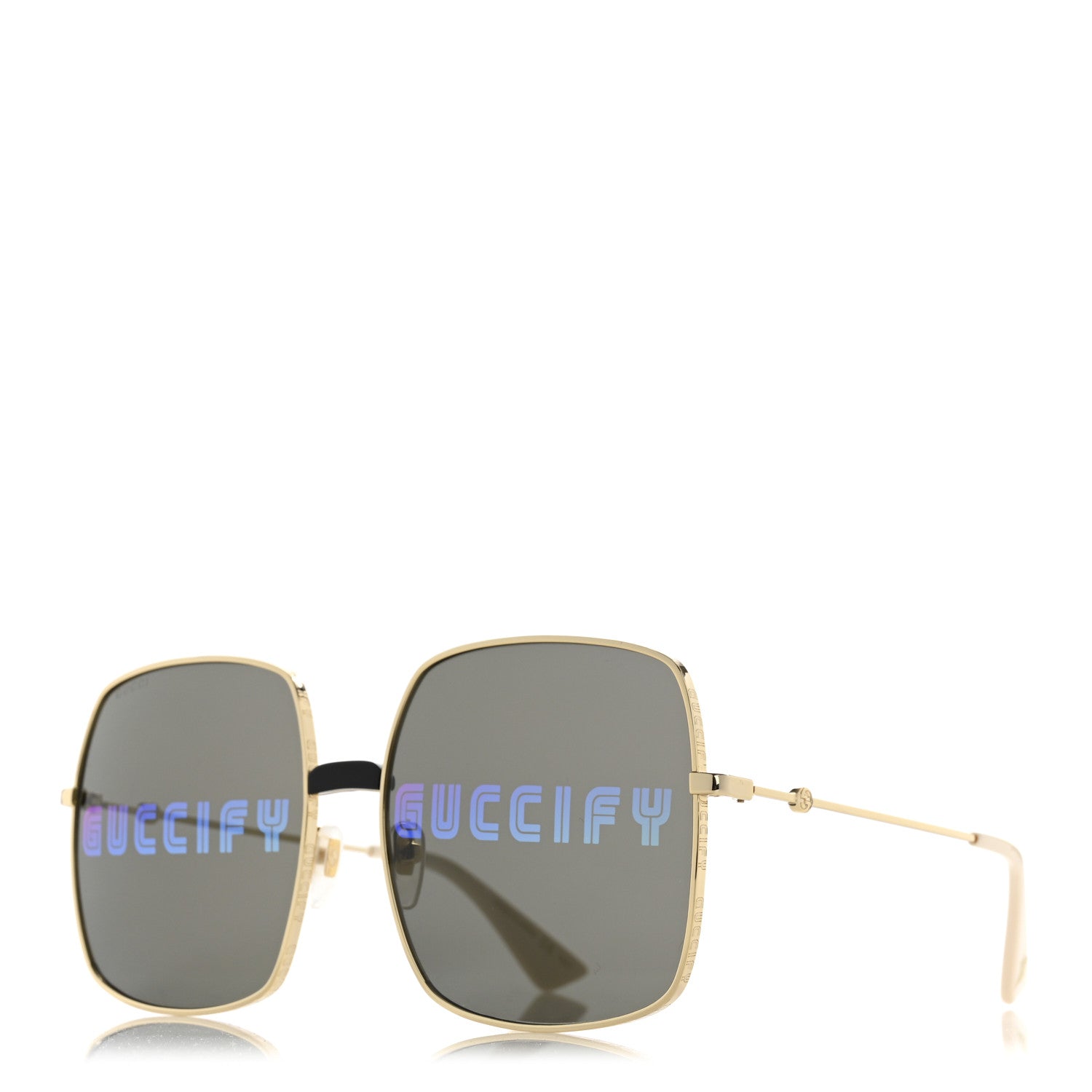 Metal Rectangular Guccify Frame Sunglasses GG0414S Gold
