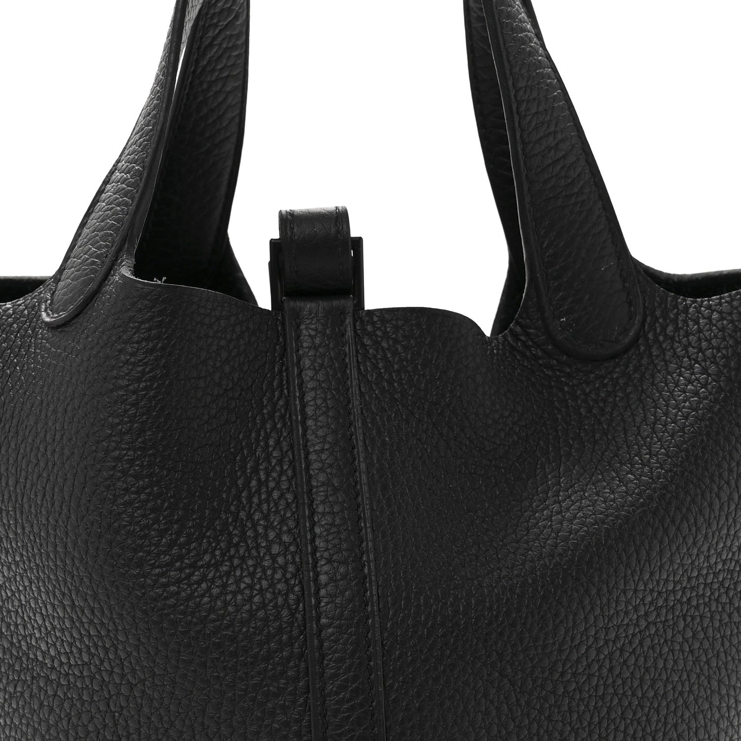 Taurillon Clemence Monochrome Picotin Lock 18 PM Black