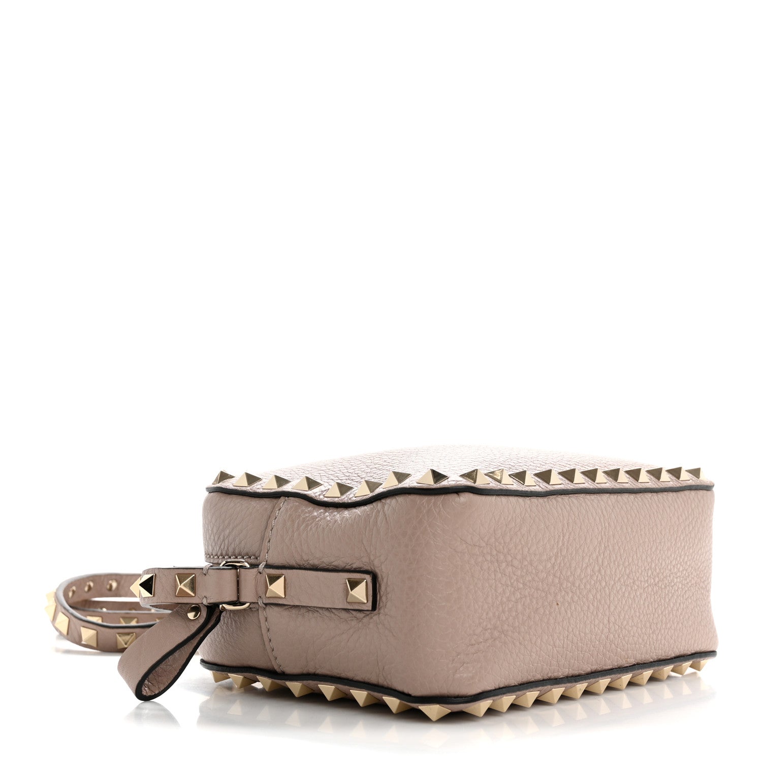 Pebbled Calfskin Rockstud Camera Crossbody Bag Poudre