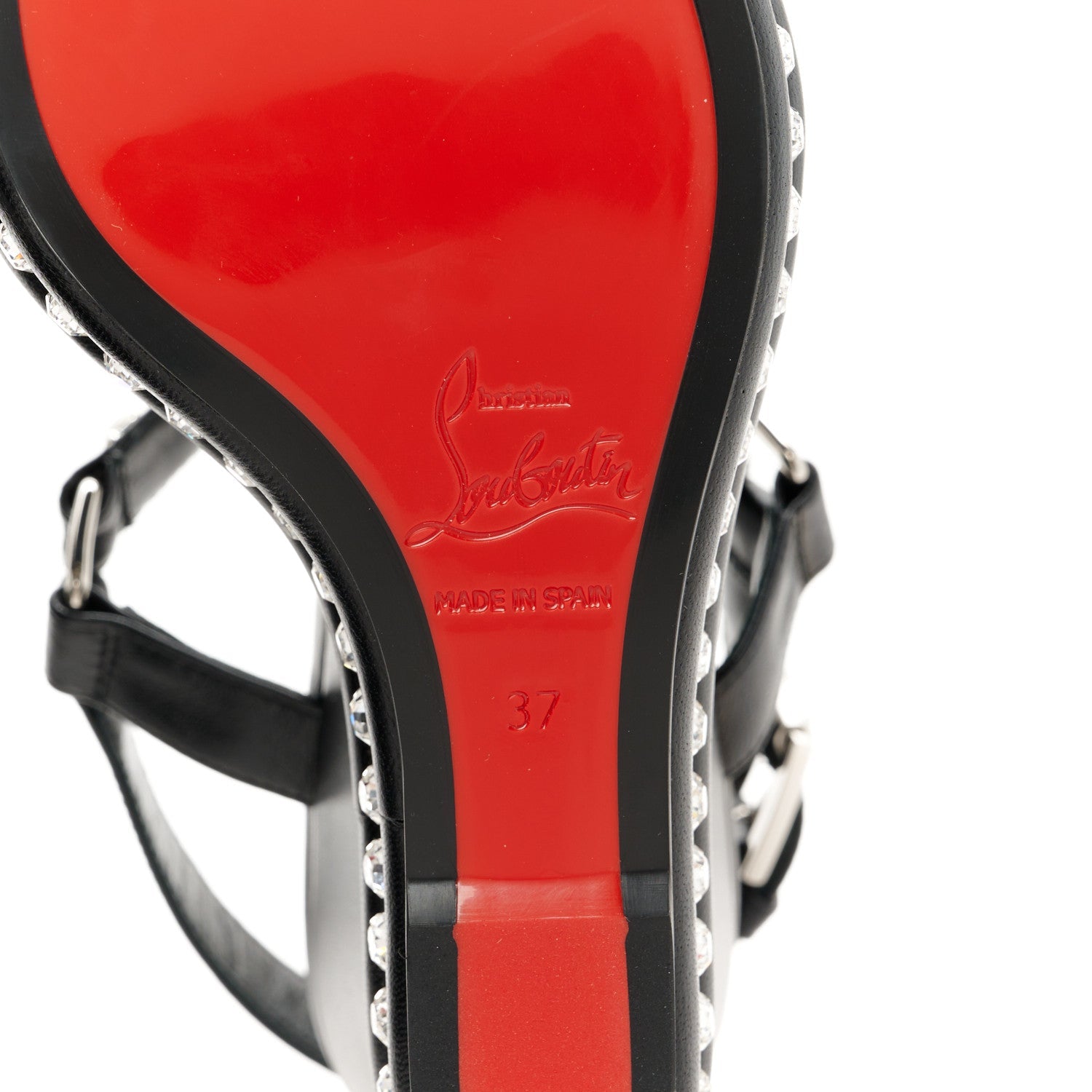 Nappa Crystal Pyrastrass 110 Wedge Sandals 37 Black