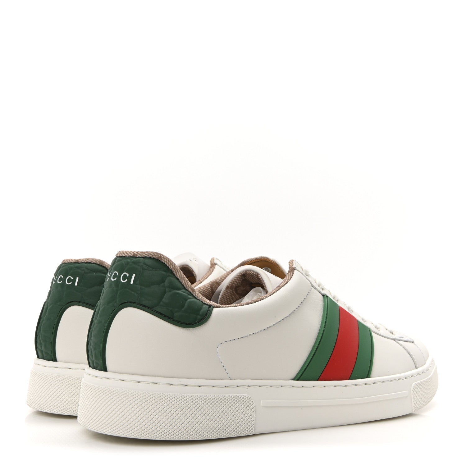 Ultralight Plume Calfskin Rubber Web Mens New Ace Sneakers 9 Green White Red