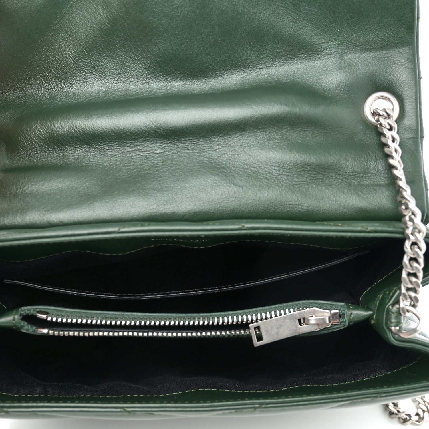Calfskin Y Quilted Monogram Small Loulou Chain Satchel Olive