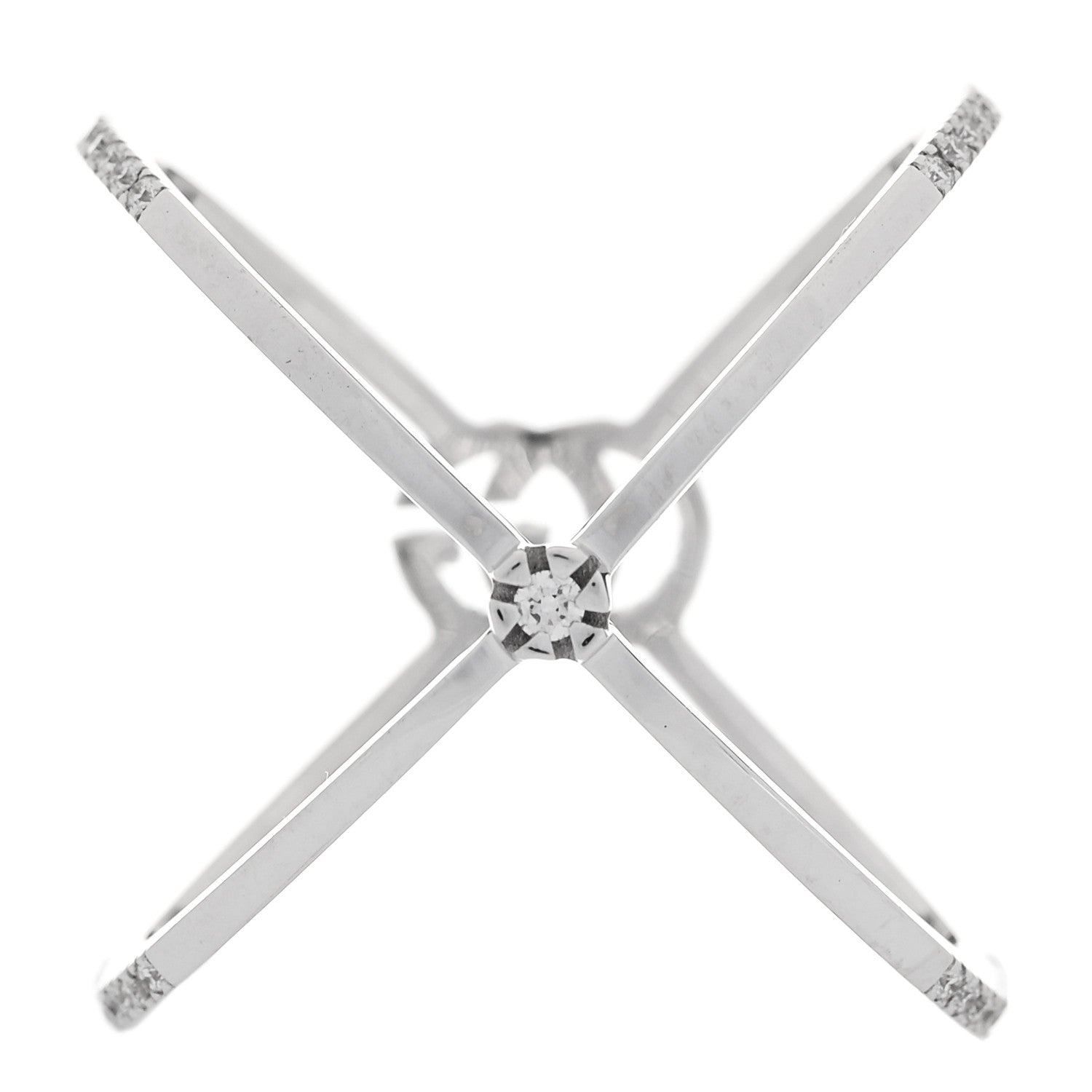 18K White Gold Diamond Running G Cross Ring 51 5.75