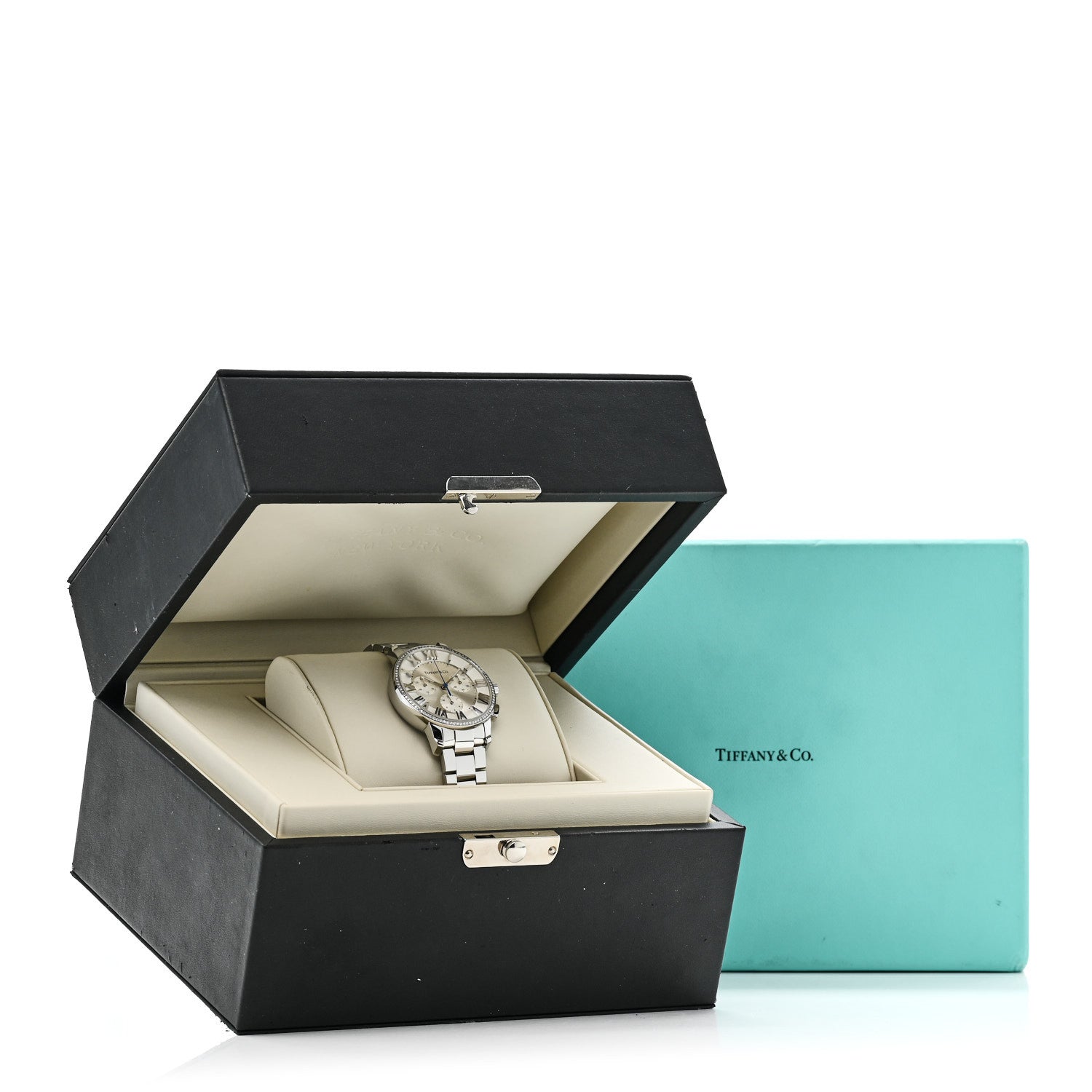 Stainless Steel Diamond Bezel 36mm Atlas Dome Chronograph Quartz Watch