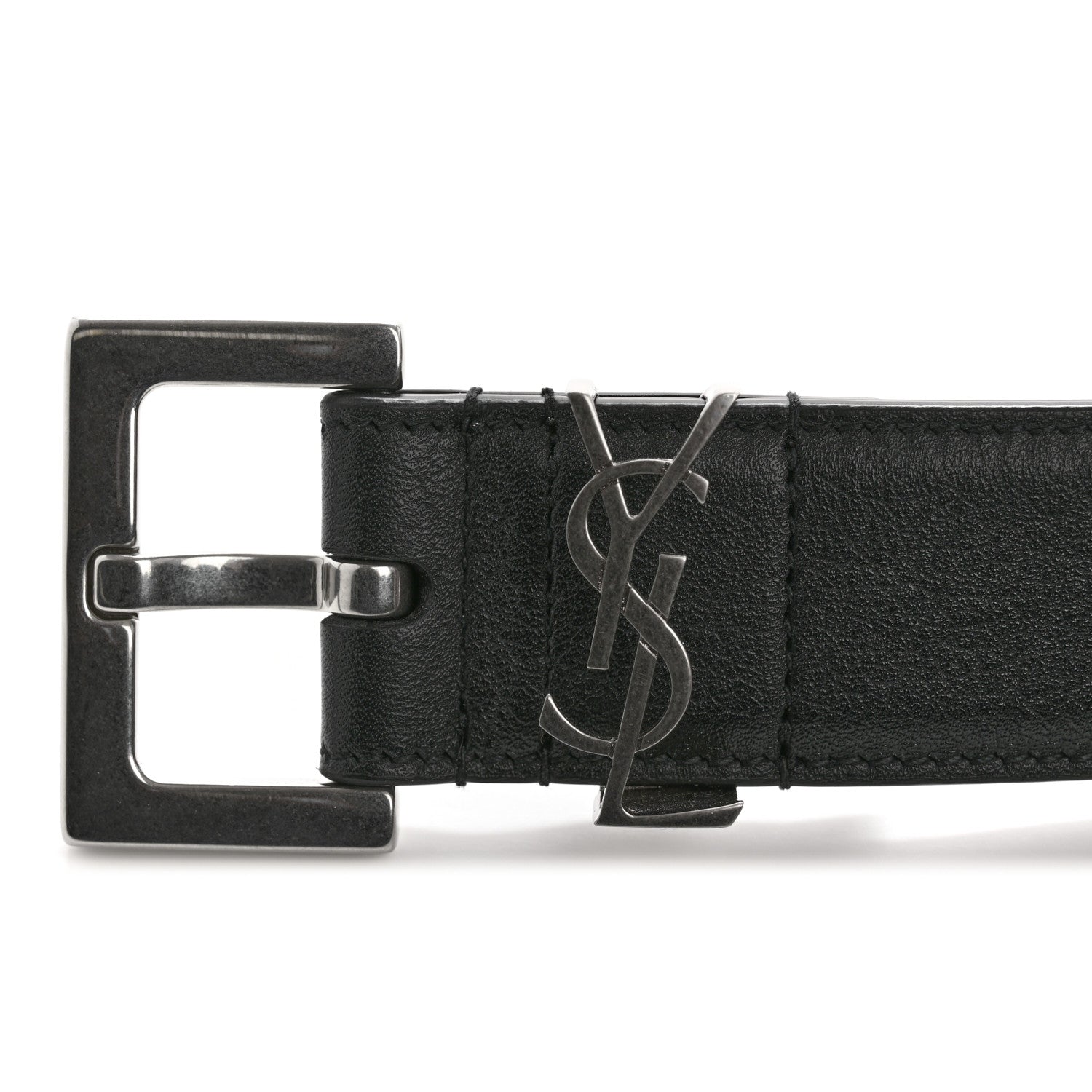 Smooth Calfskin Monogram Square Buckle Belt 85 34 Black