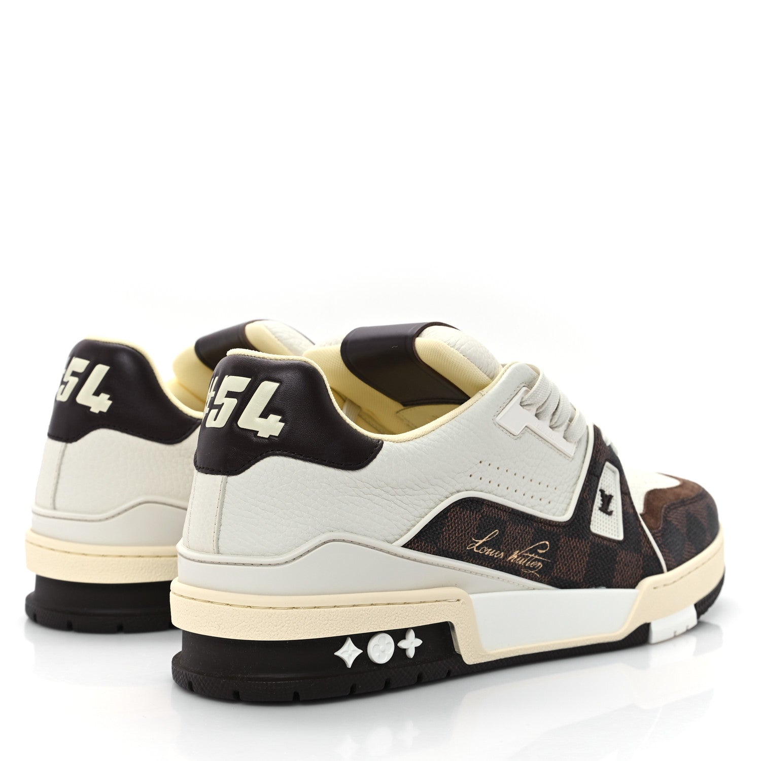 Grained Calfskin Damier Ebene Mens LV Trainer Sneakers 8 Moka Brown