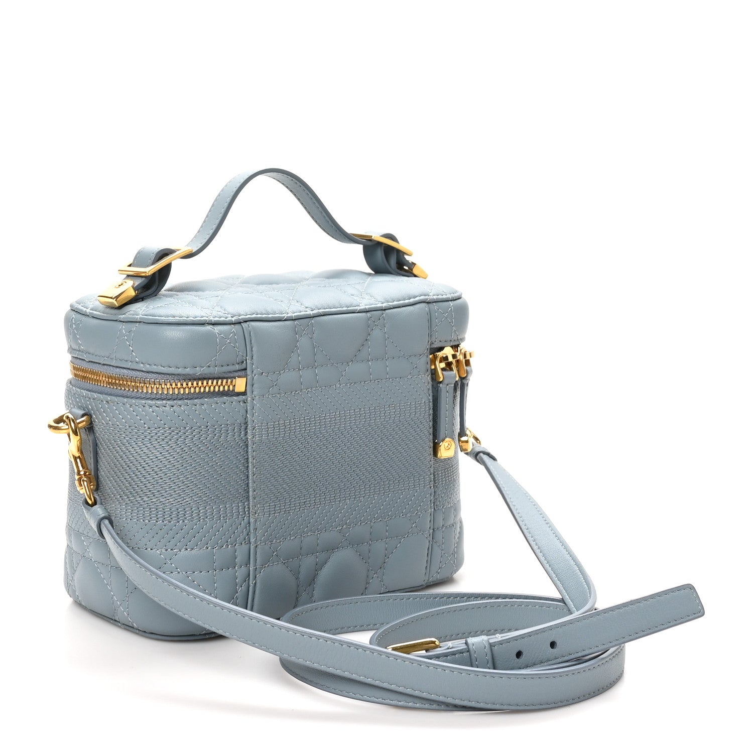 Lambskin Cannage Small Diortravel Vanity Case Cloud Blue