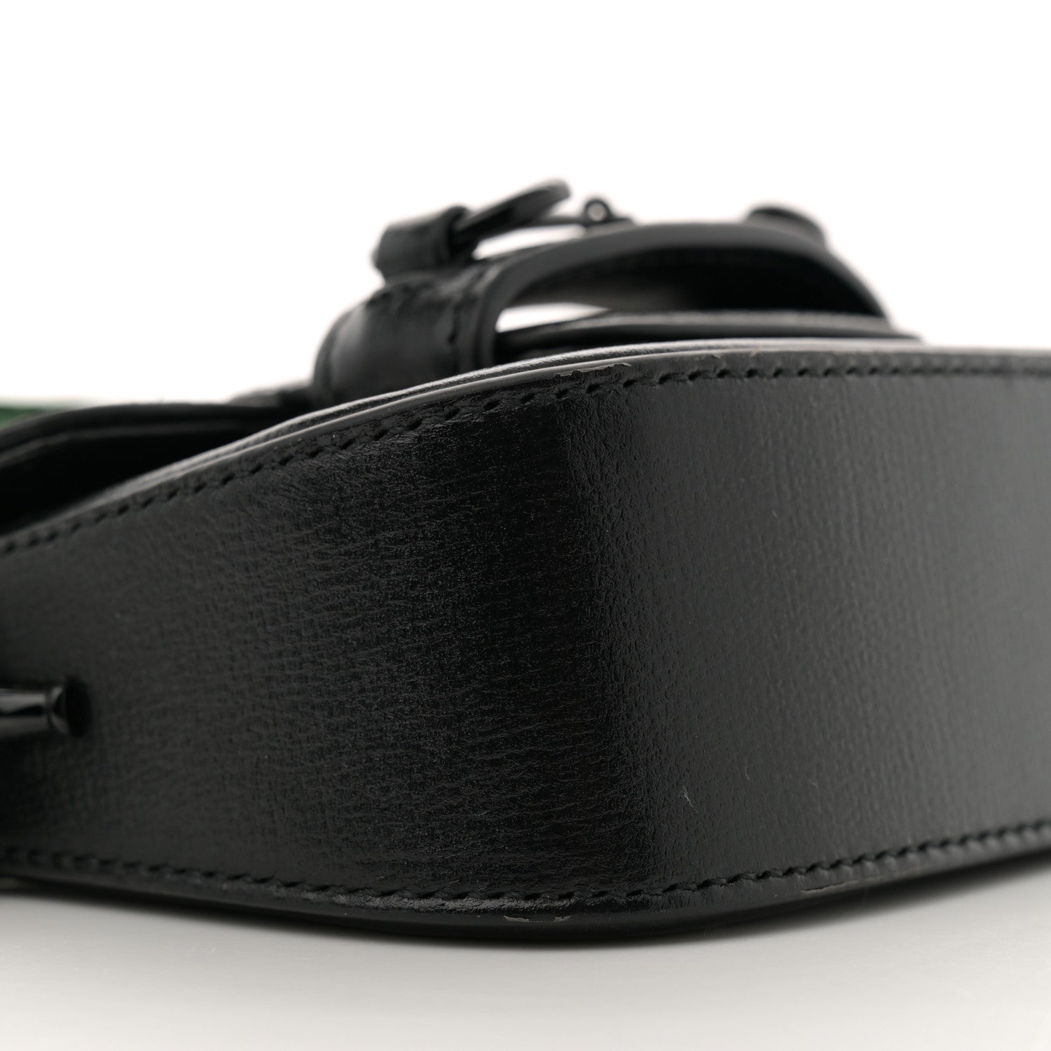 Azalea Calfskin Web Monochrome Horsebit 1955 Wallet On Strap Black