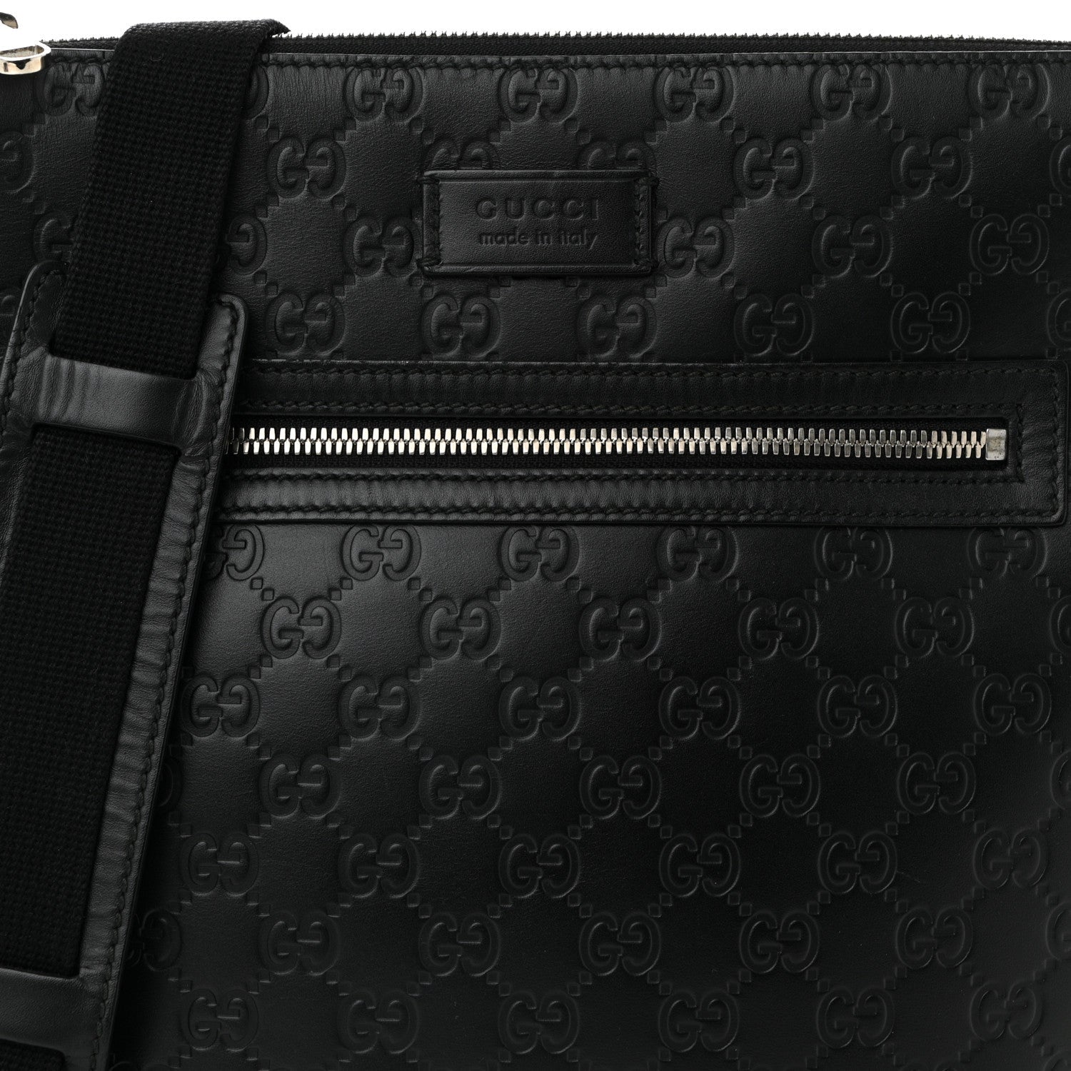 Guccissima Signature Medium Flat Messenger Bag Black
