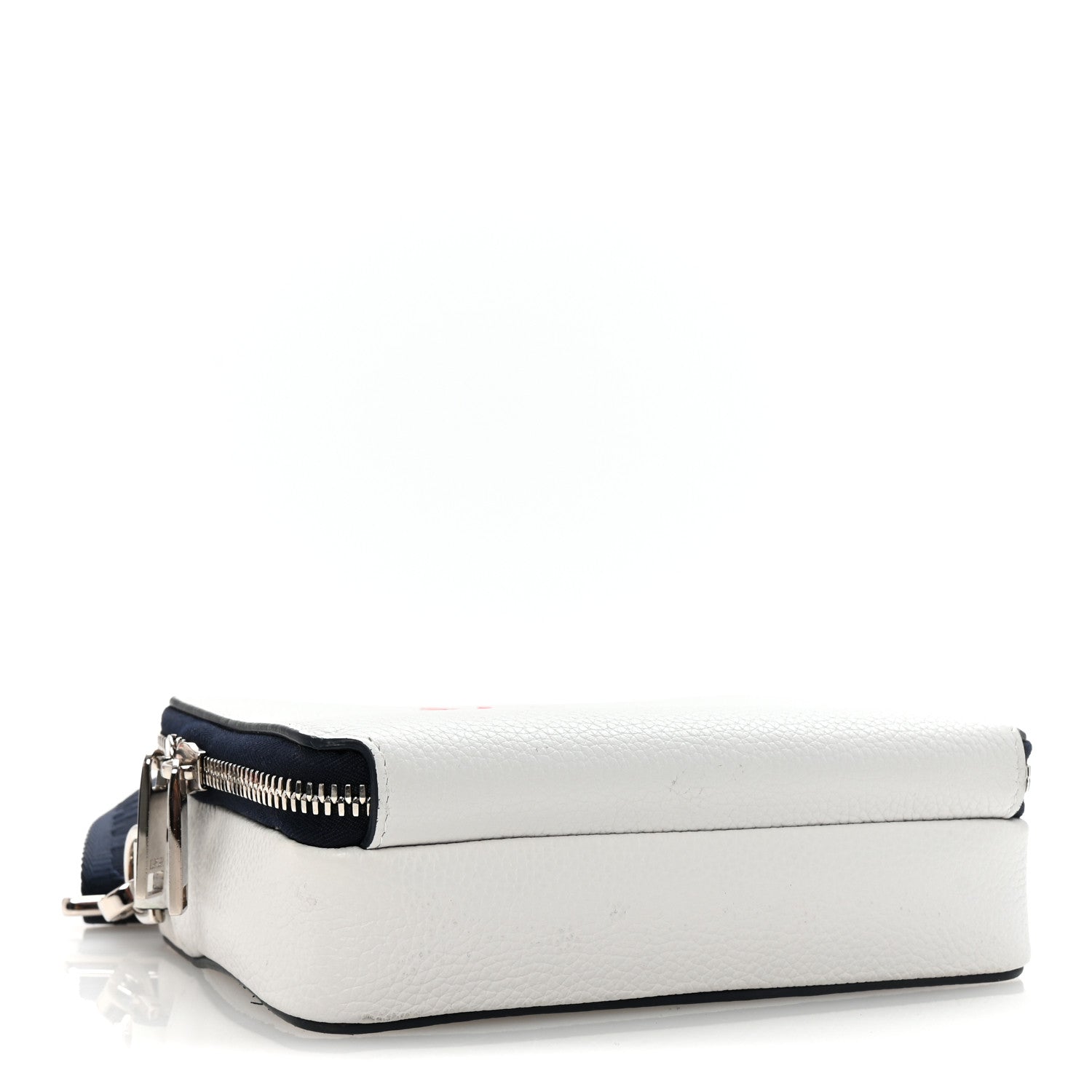 X SHAWN STUSSY Grained Calfskin Double Zip Crossbody Pouch White