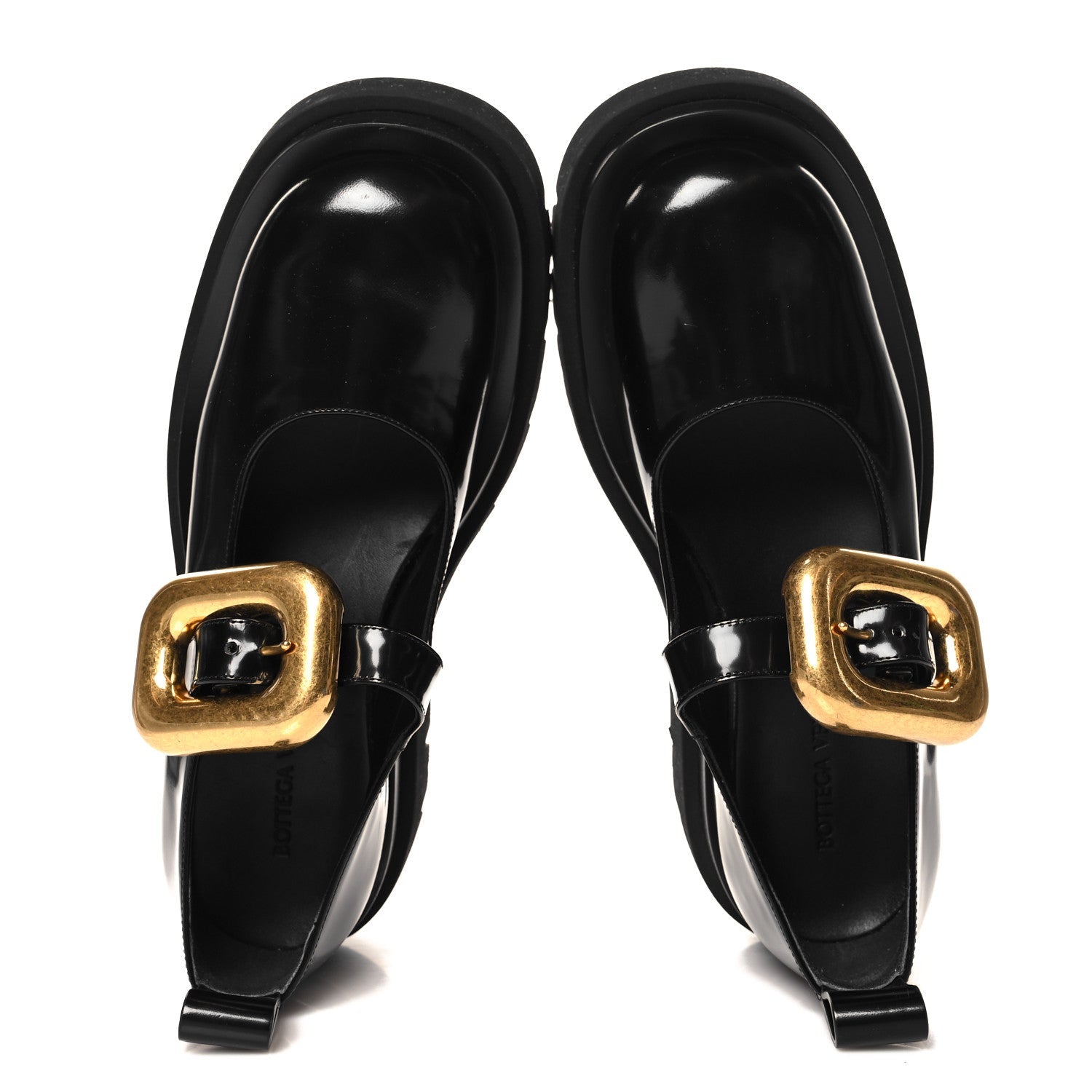 Brushed Calfskin Lug Mary-Jane Loafers 38 Black