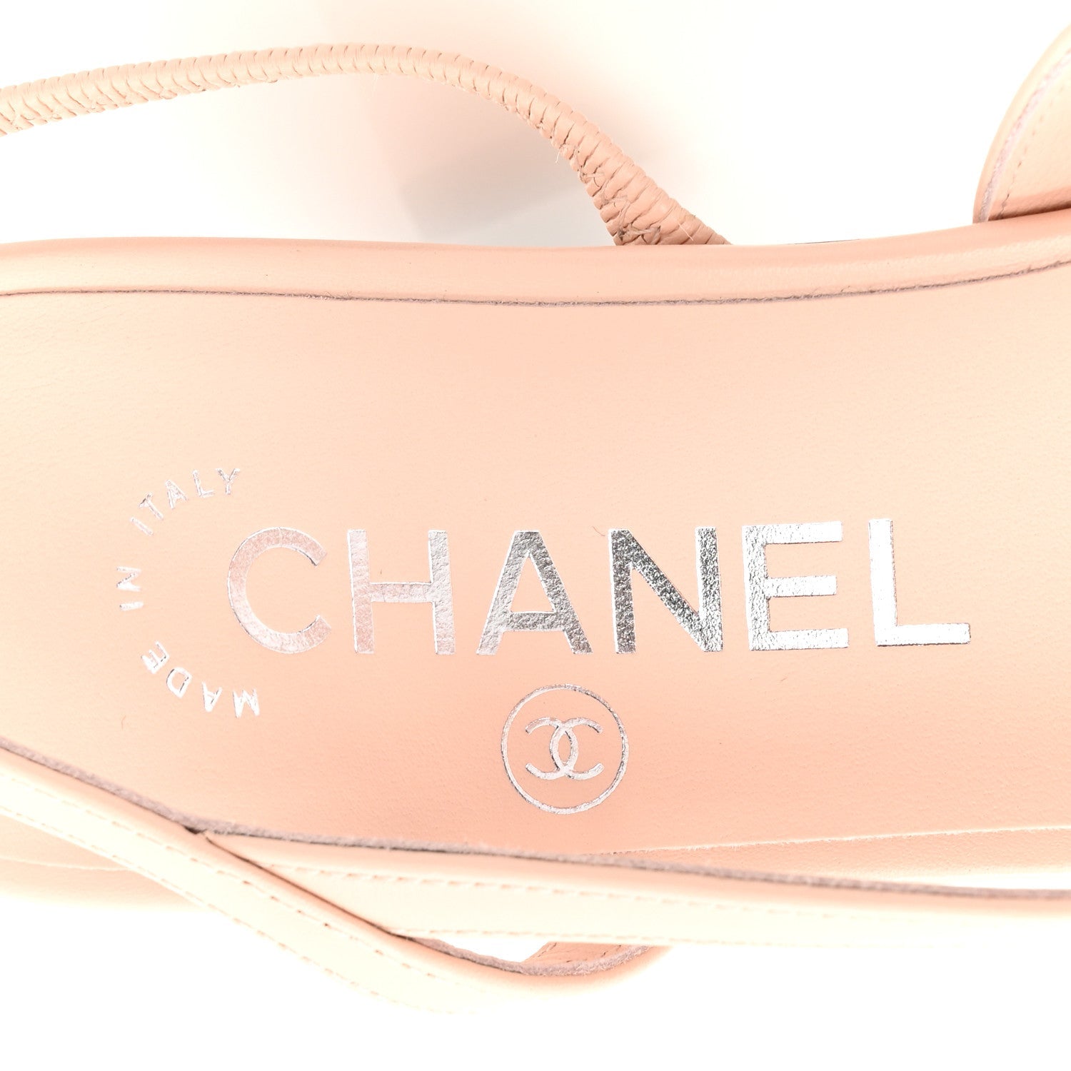 Calfskin Grosgrain Cap Toe CC Slingback Pumps 37 Light Pink Black