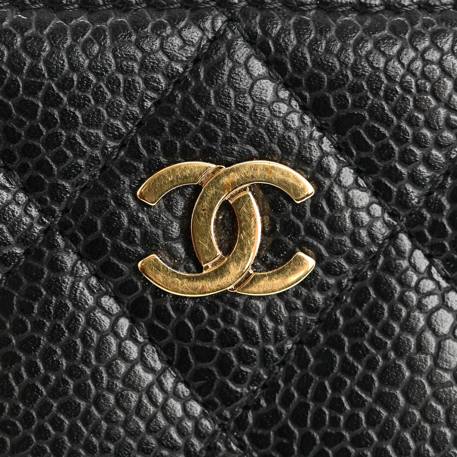 Caviar Quilted Zip Coin Purse Black