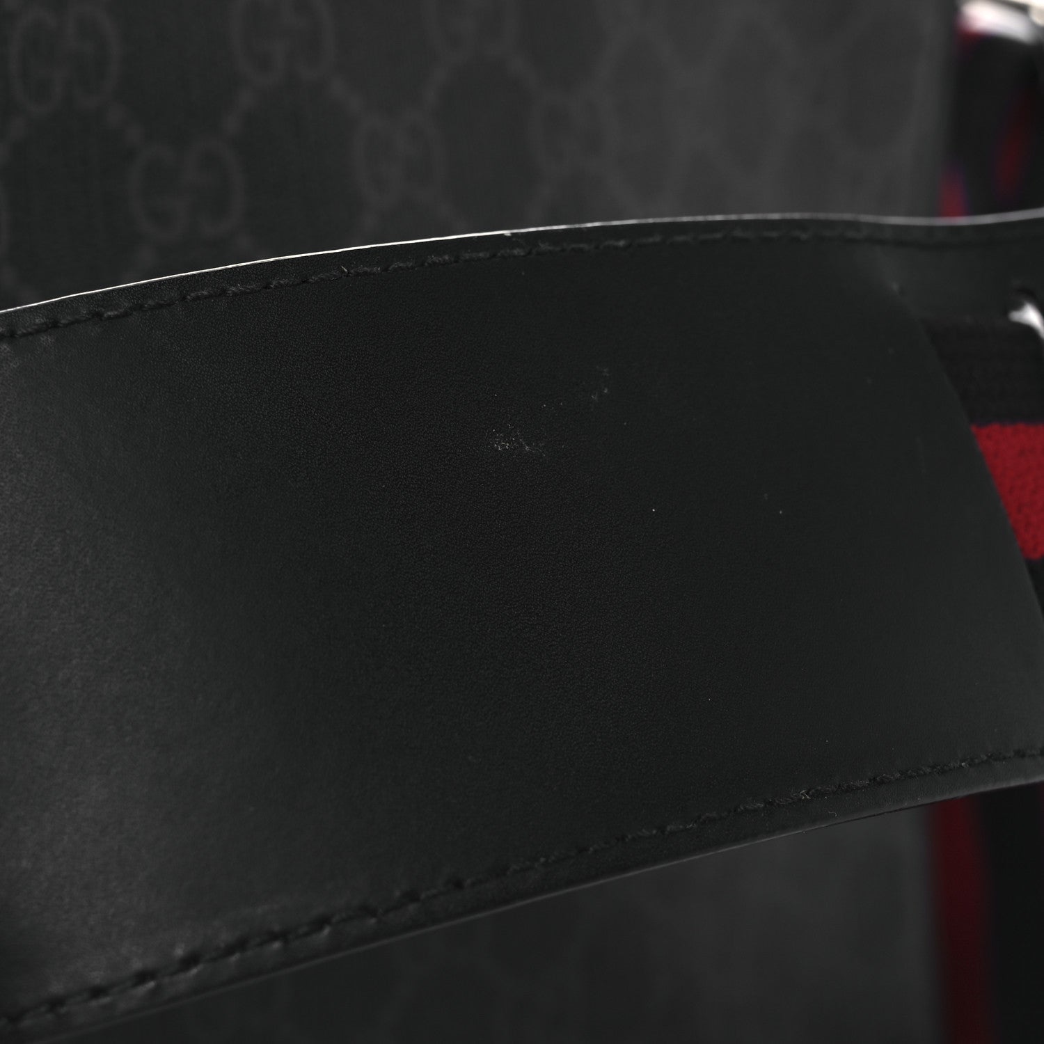 GG Supreme Monogram Web Small Flat Messenger Bag Black Grey