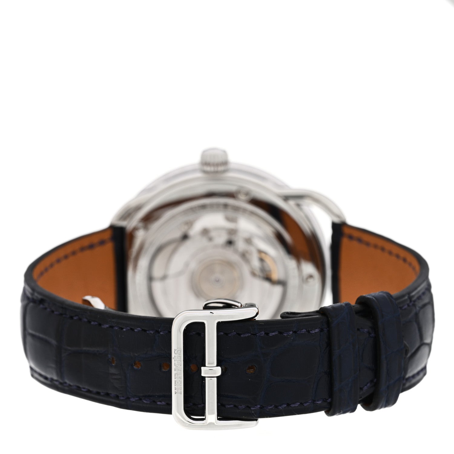 Stainless Steel Alligator 43mm Arceau Grande Lune Automatic Watch Bleu Abysse
