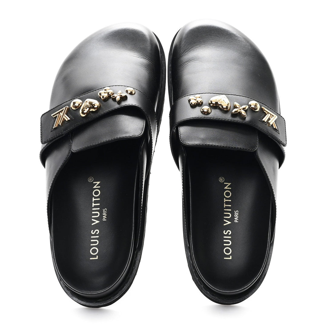 Calfskin Mens LV Cosy Flat Comfort Clog Mules 42 Black