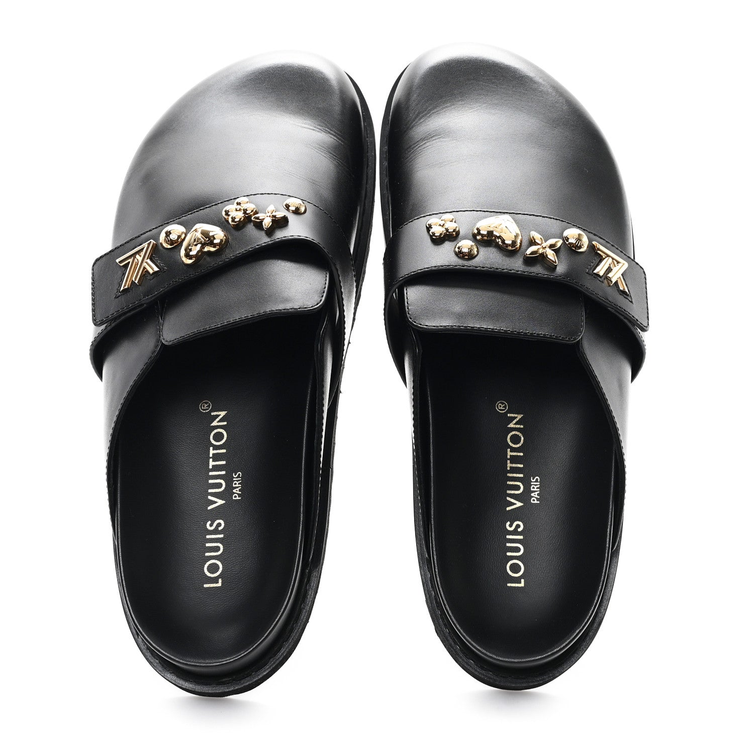 Calfskin Mens LV Cosy Flat Comfort Clog Mules 42 Black