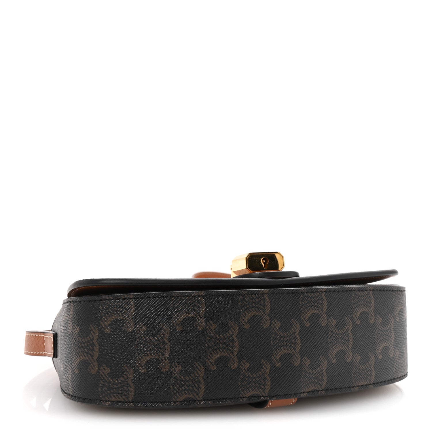 Triomphe Canvas Calfskin Tabou Clutch on Strap Tan