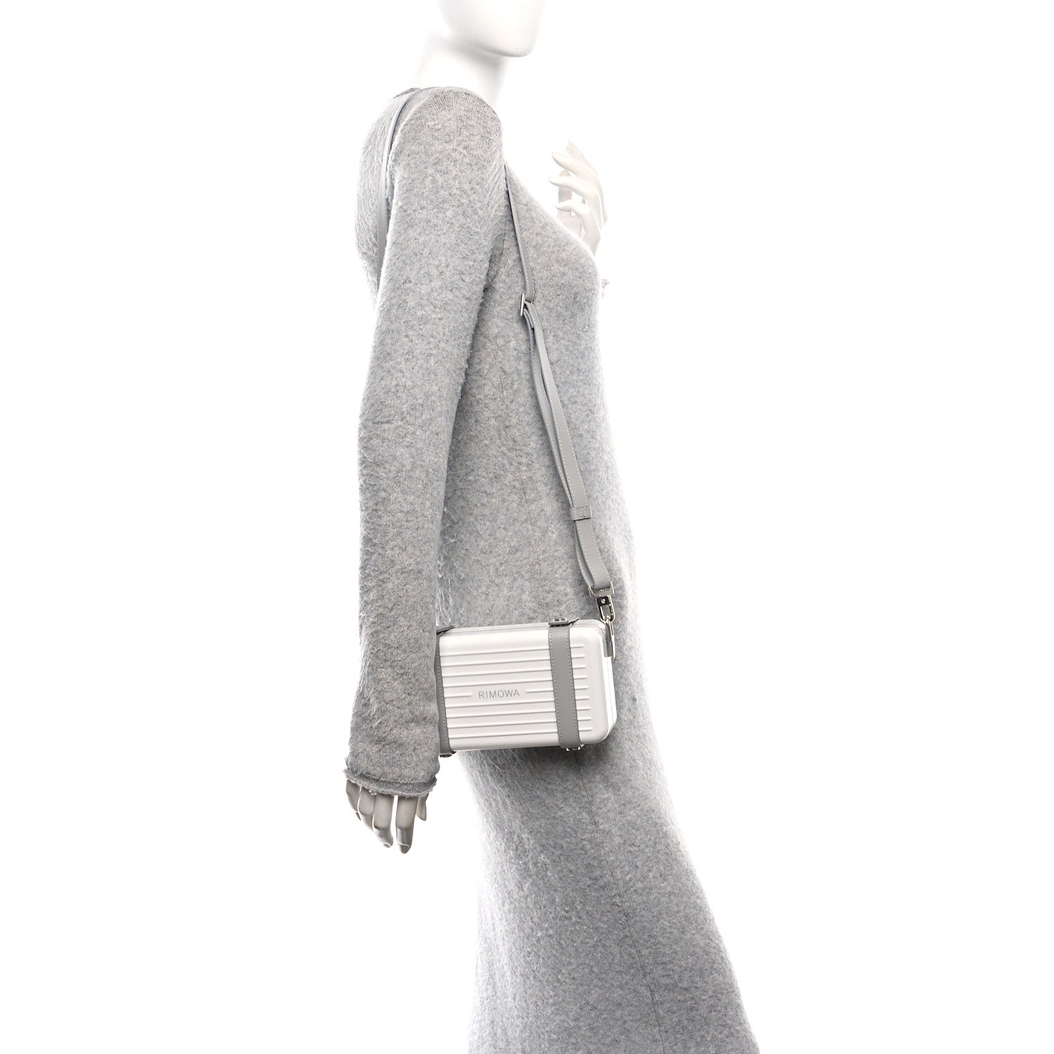 Gloss Polycarbonate Personal Cross-Body Bag White Grey