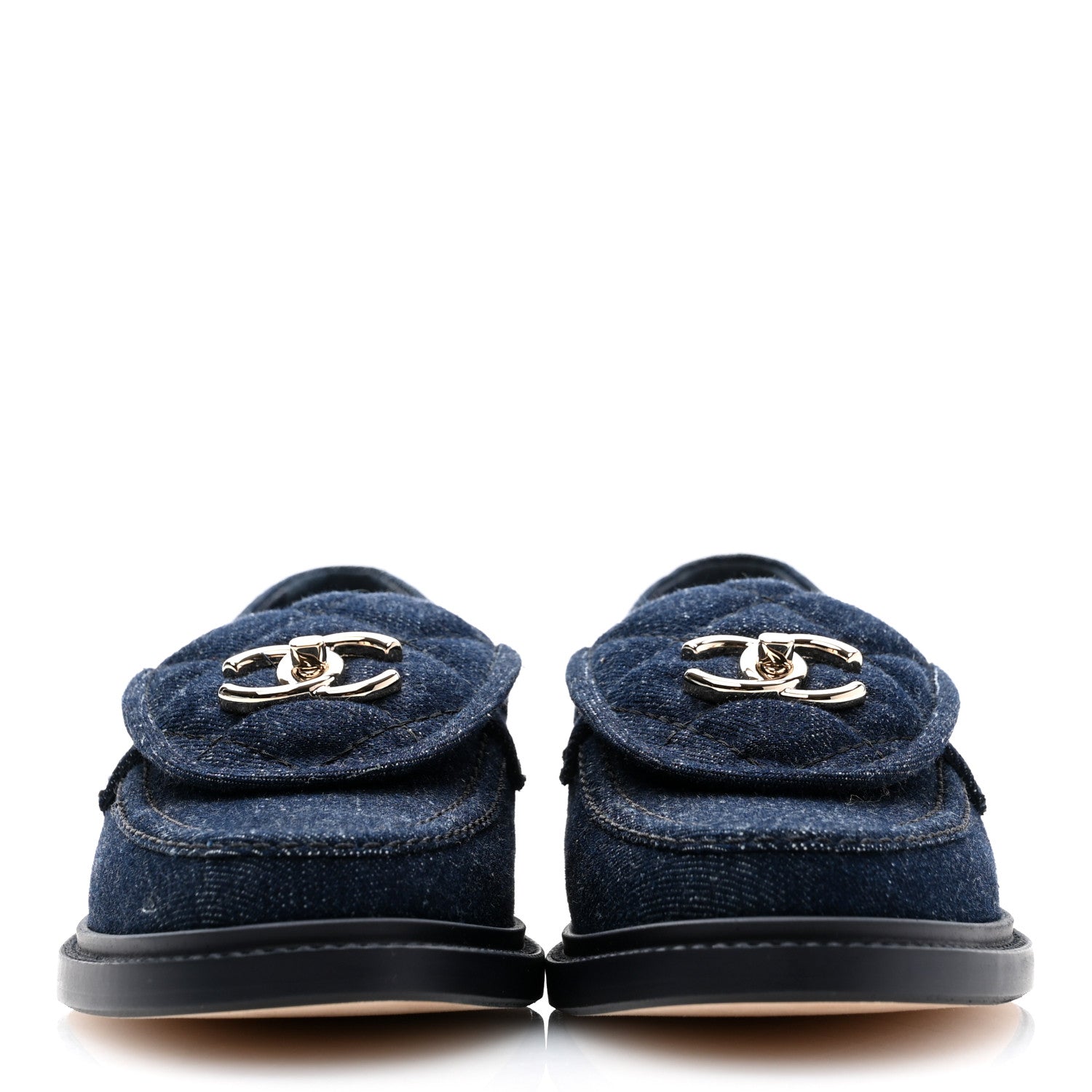 Denim CC Turnlock Loafers 36.5 Dark Blue