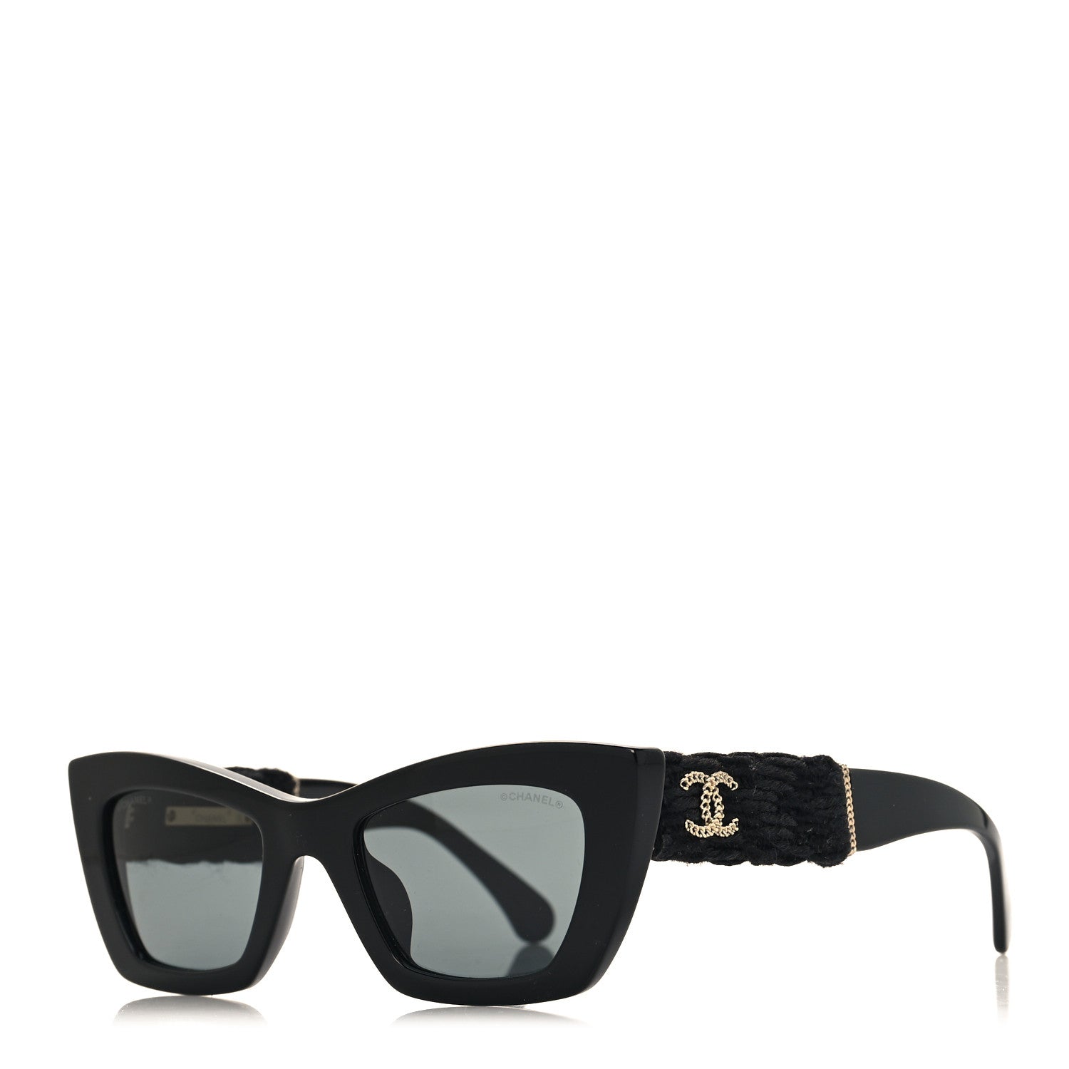 Acetate Tweed CC Cat Eye Sunglasses 71550A Black