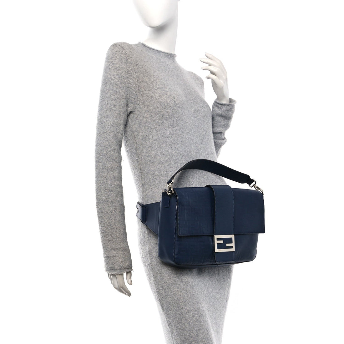 Vitello Grace FF Gradient Embossed Large Baguette Blueberry