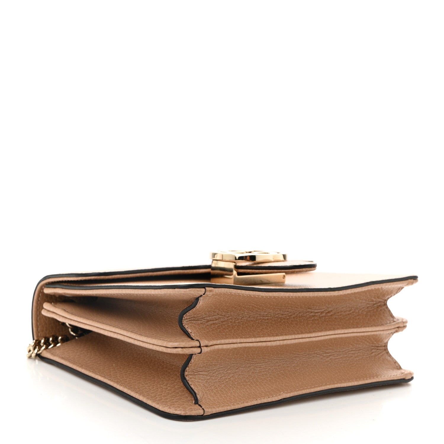 Dollar Calfskin Small Interlocking G Shoulder Bag Camelia