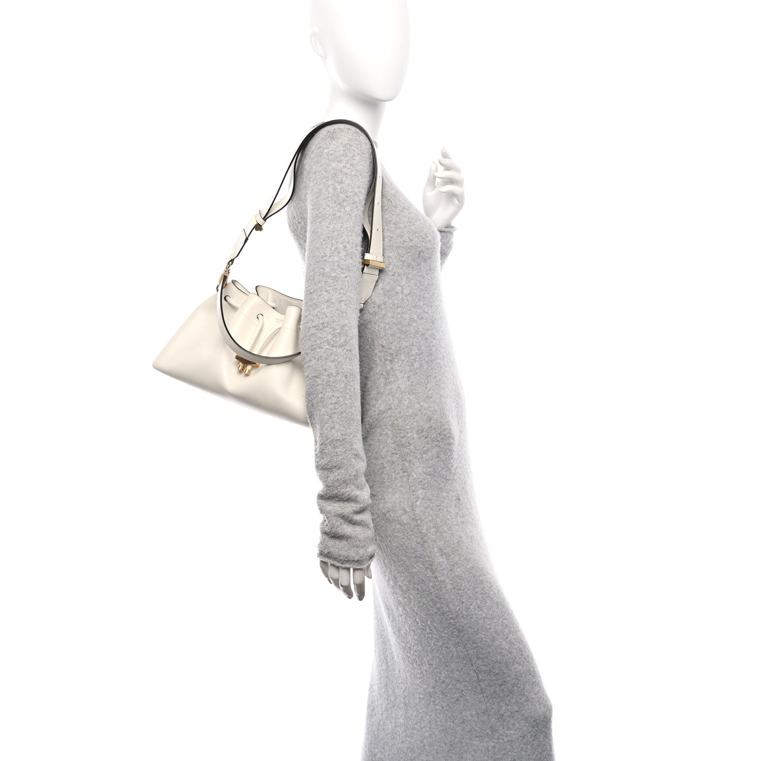 Soft Shiny Calfskin Bon Bon East West Bucket Bag Latte
