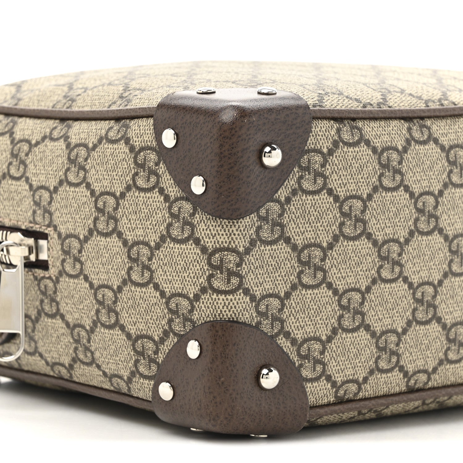 GG Supreme Monogram Textured Calfskin Square Messenger Bag Beige Ebony New Acero