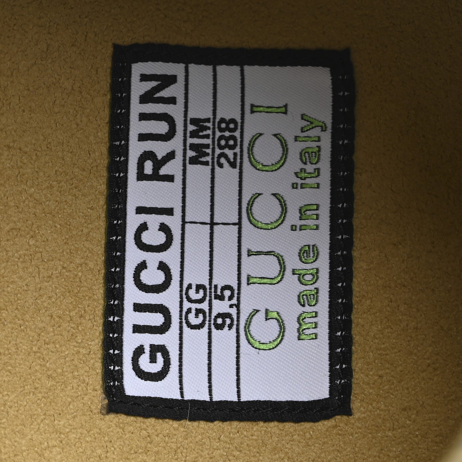 Ultralight Plume Calfskin Monogram Printed Mens Gucci Run Sneakers 9.5 Beige Blue