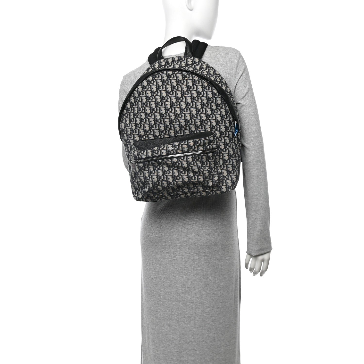 Oblique Calfskin Rider Backpack Beige Black