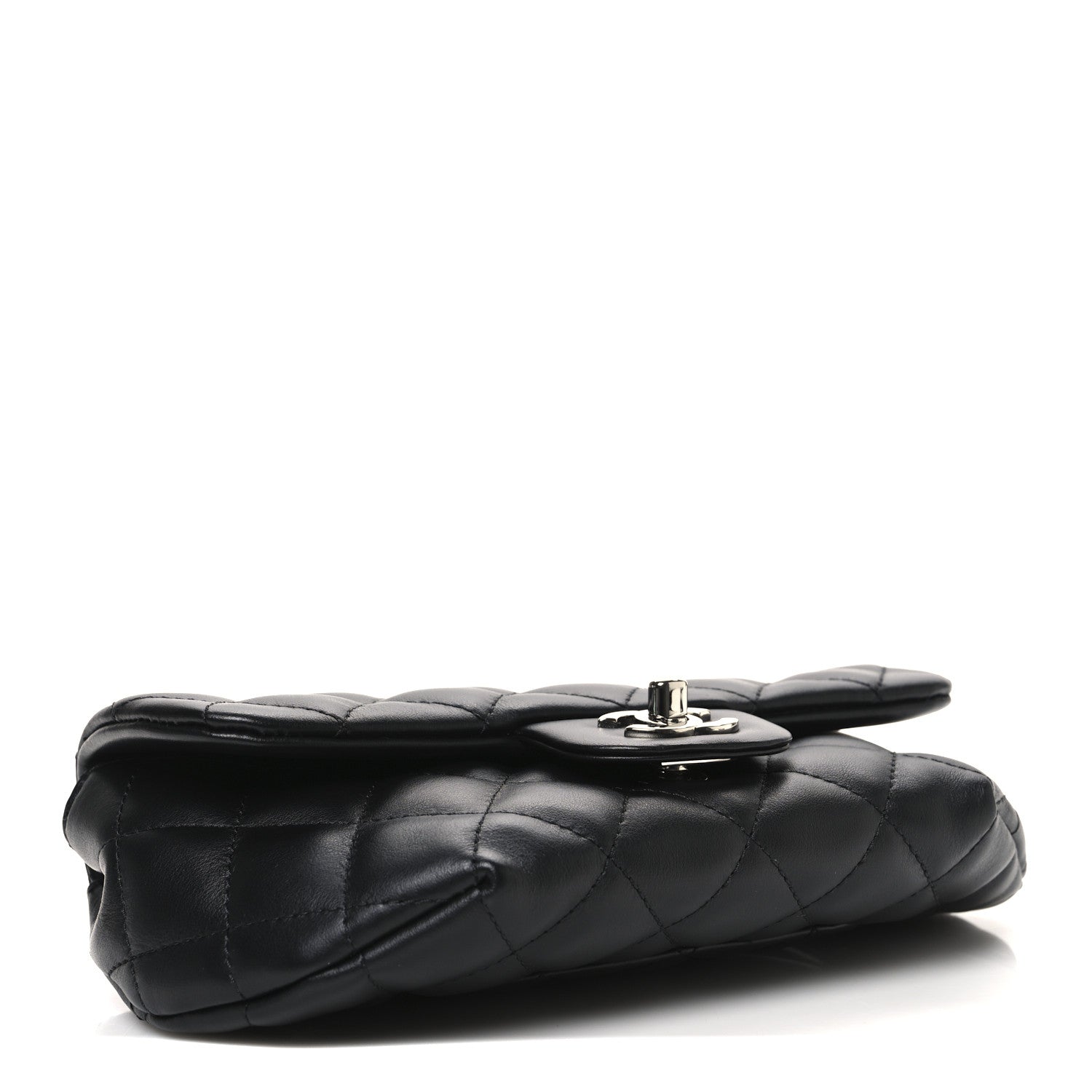 Calfskin Quilted CC Uniform Flap Belt Bag Black
