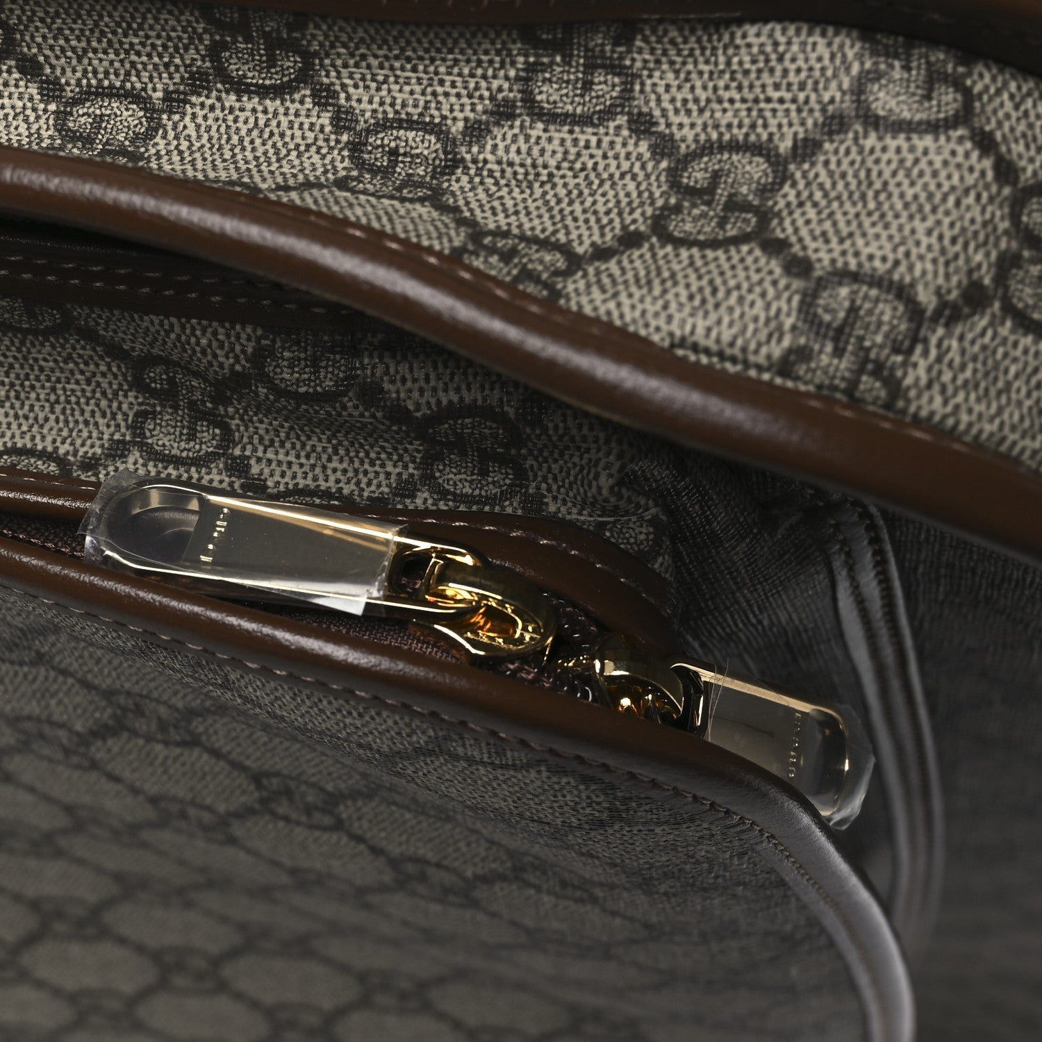 GG Supreme Monogram Azalea Calfskin Retro Interlocking G Hanger Garment Bag Beige Ebony Brown Sugar