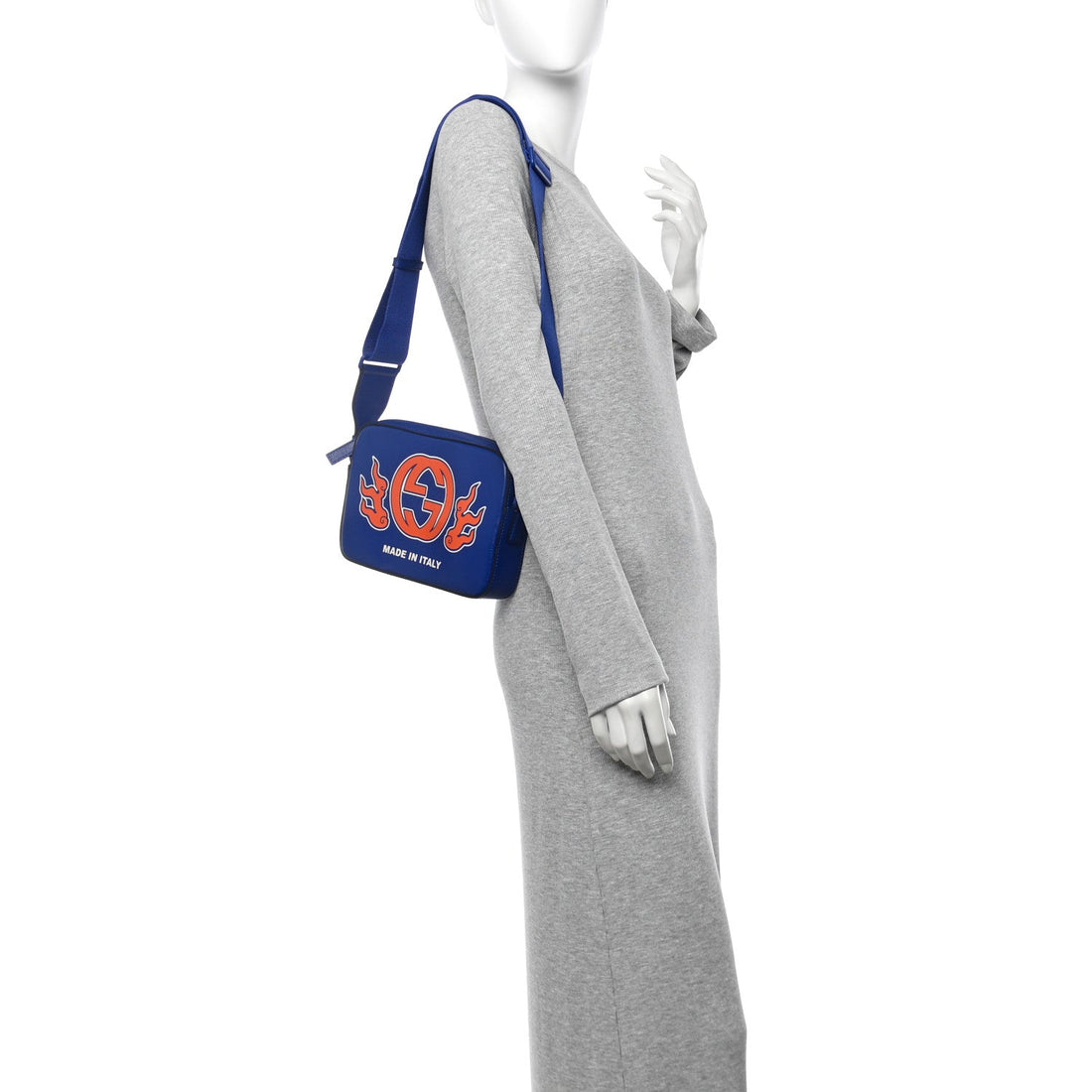 New Shanghai Calfskin Interlocking G Logo Camera Crossbody Bag Cobalt Blue Orange