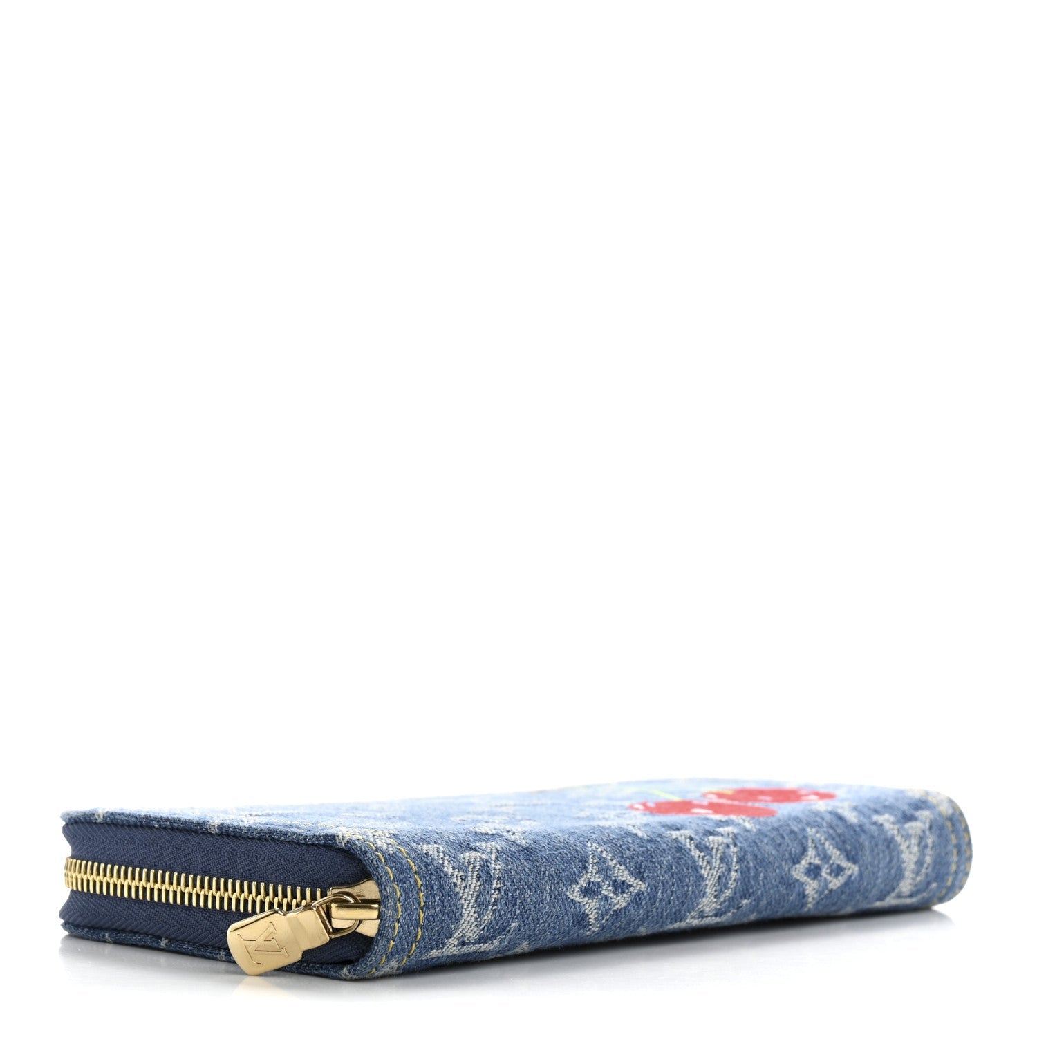 LV X TM Monogram Denim Cerises Zippy Wallet Blue