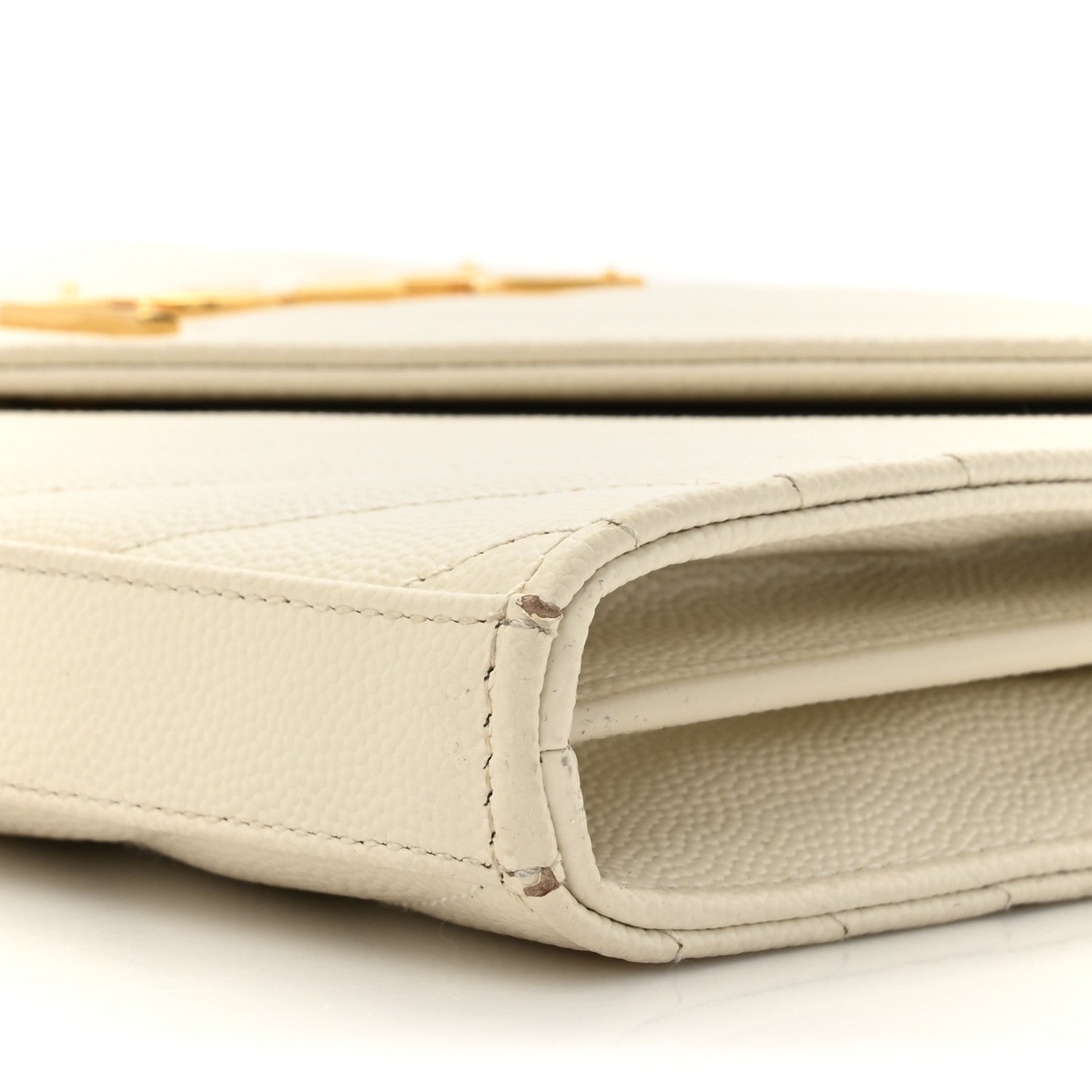 Grain De Poudre Matelasse Chevron Monogram Chain Wallet Crema Soft