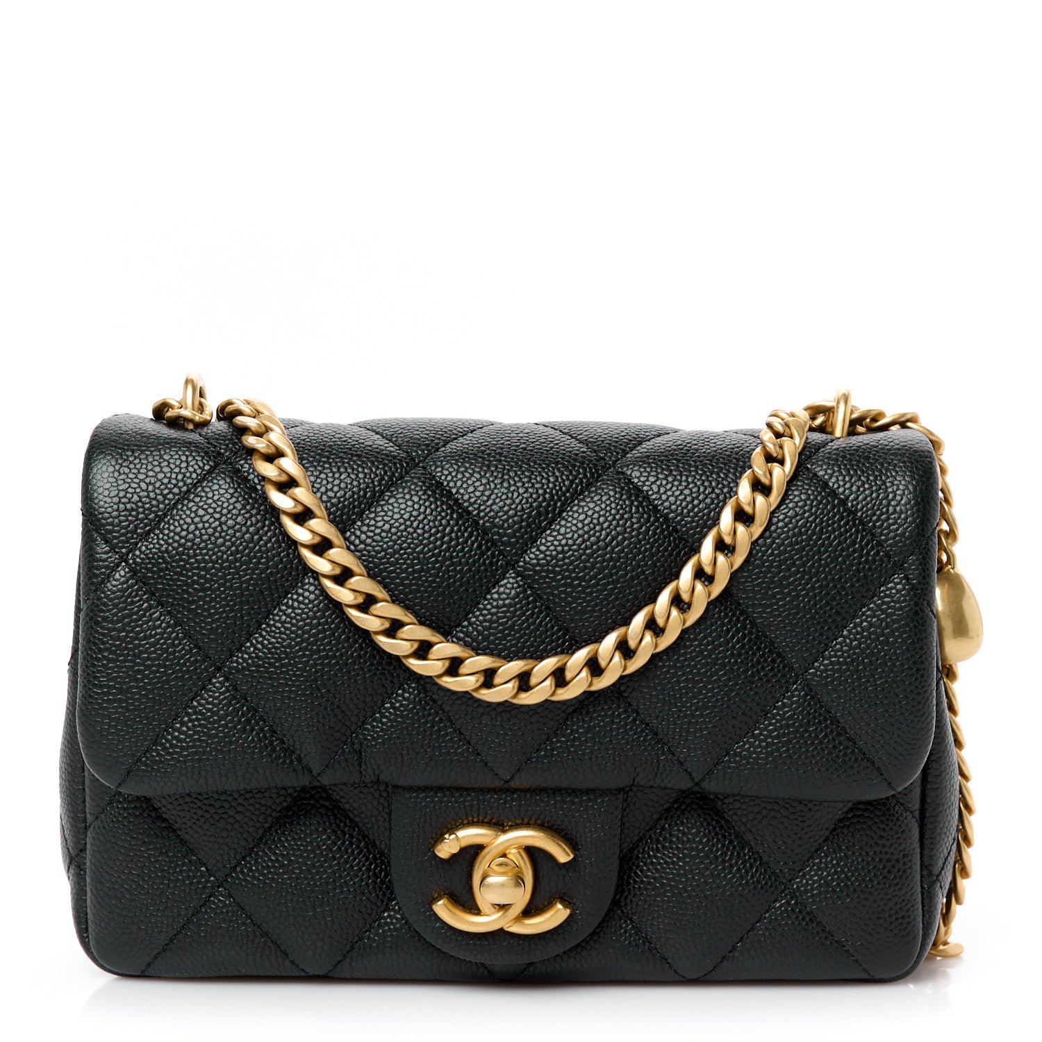 Caviar Quilted Mini Sweetheart Rectangular Flap Black