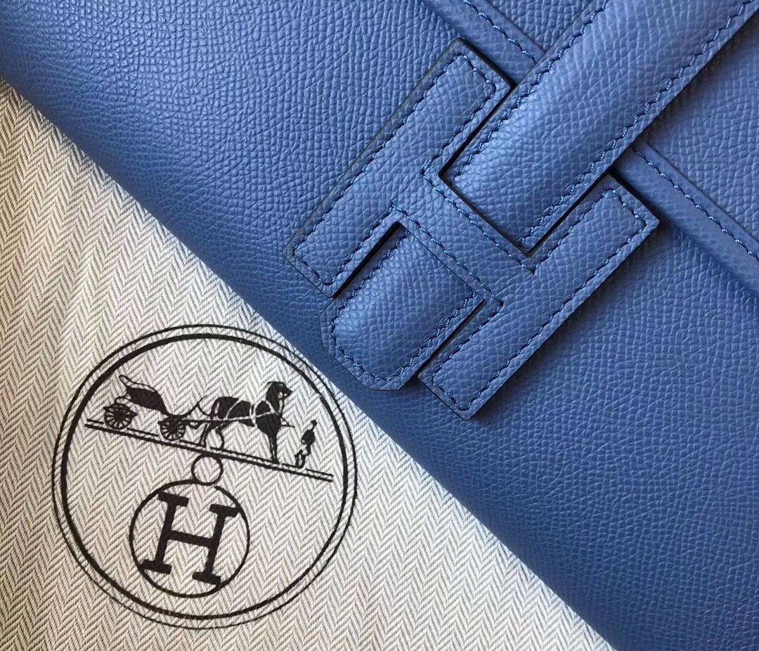 Hermes Jige Elan 29 Clutch In Blue Agate Epsom Leather