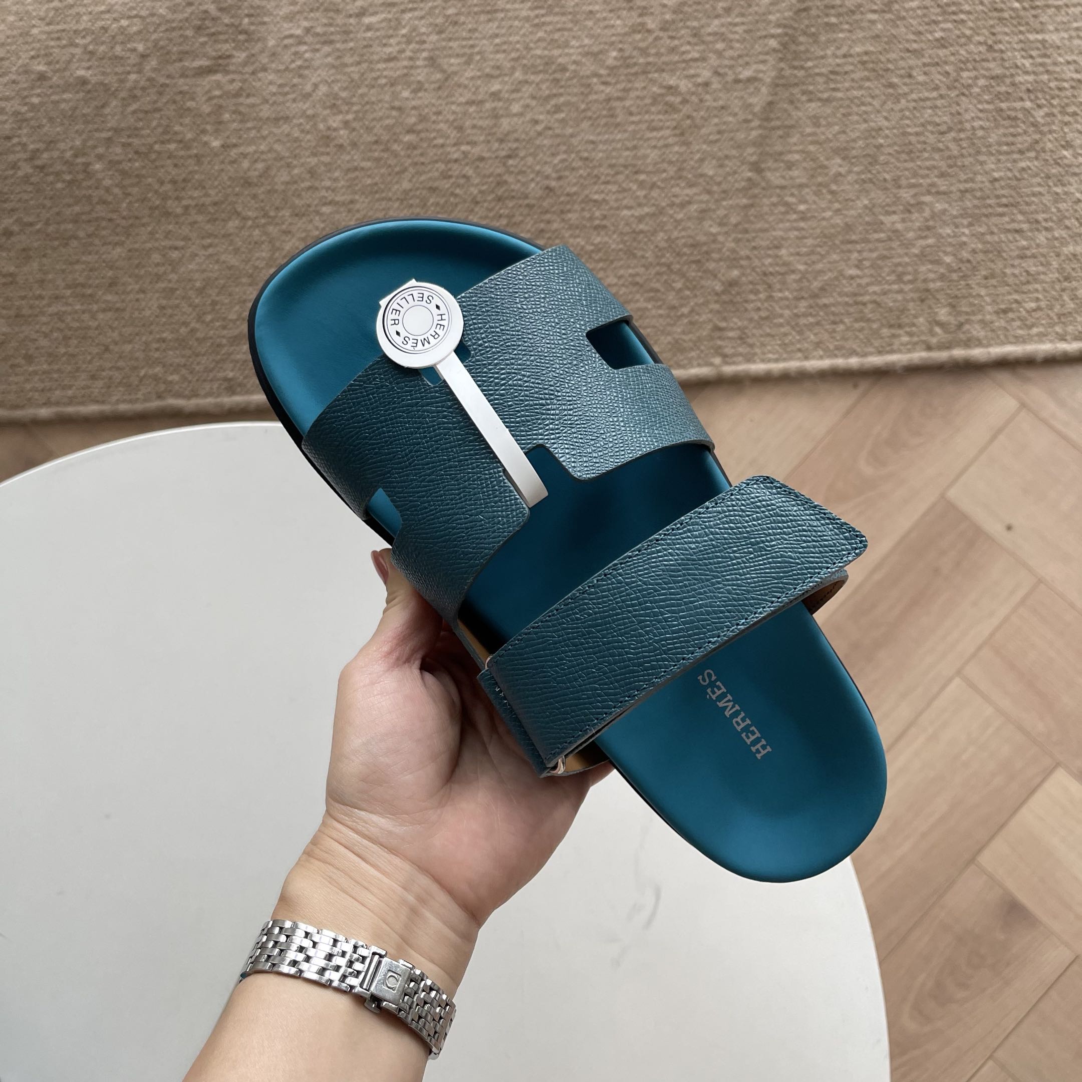 HM Men's Chypre Slide Calfskin Suede 538594