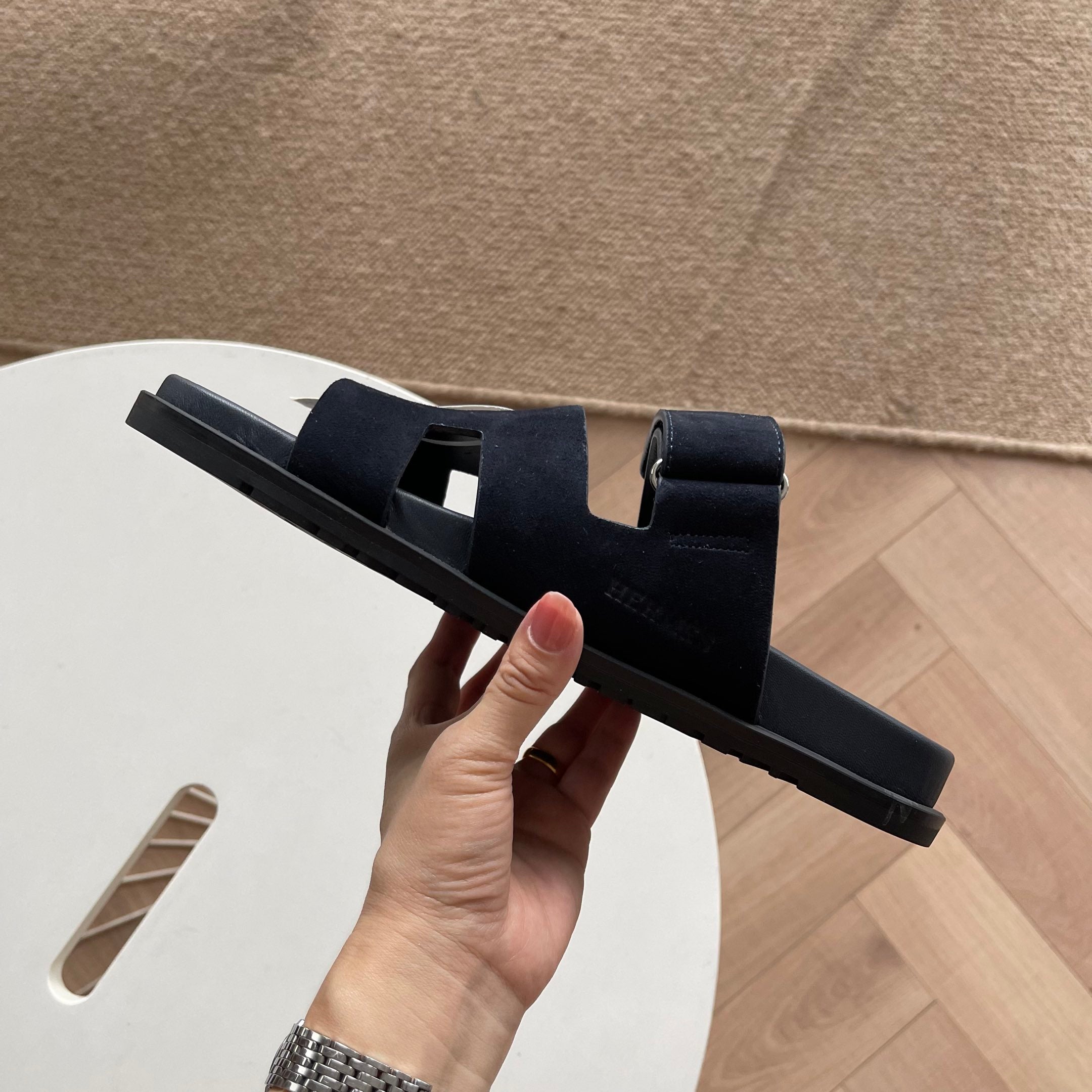 HM Men's Chypre Slide Calfskin Suede 538594