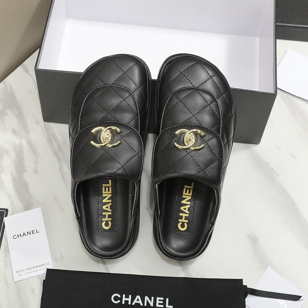 CC Dad Sandal Mule Quilted Calfskin