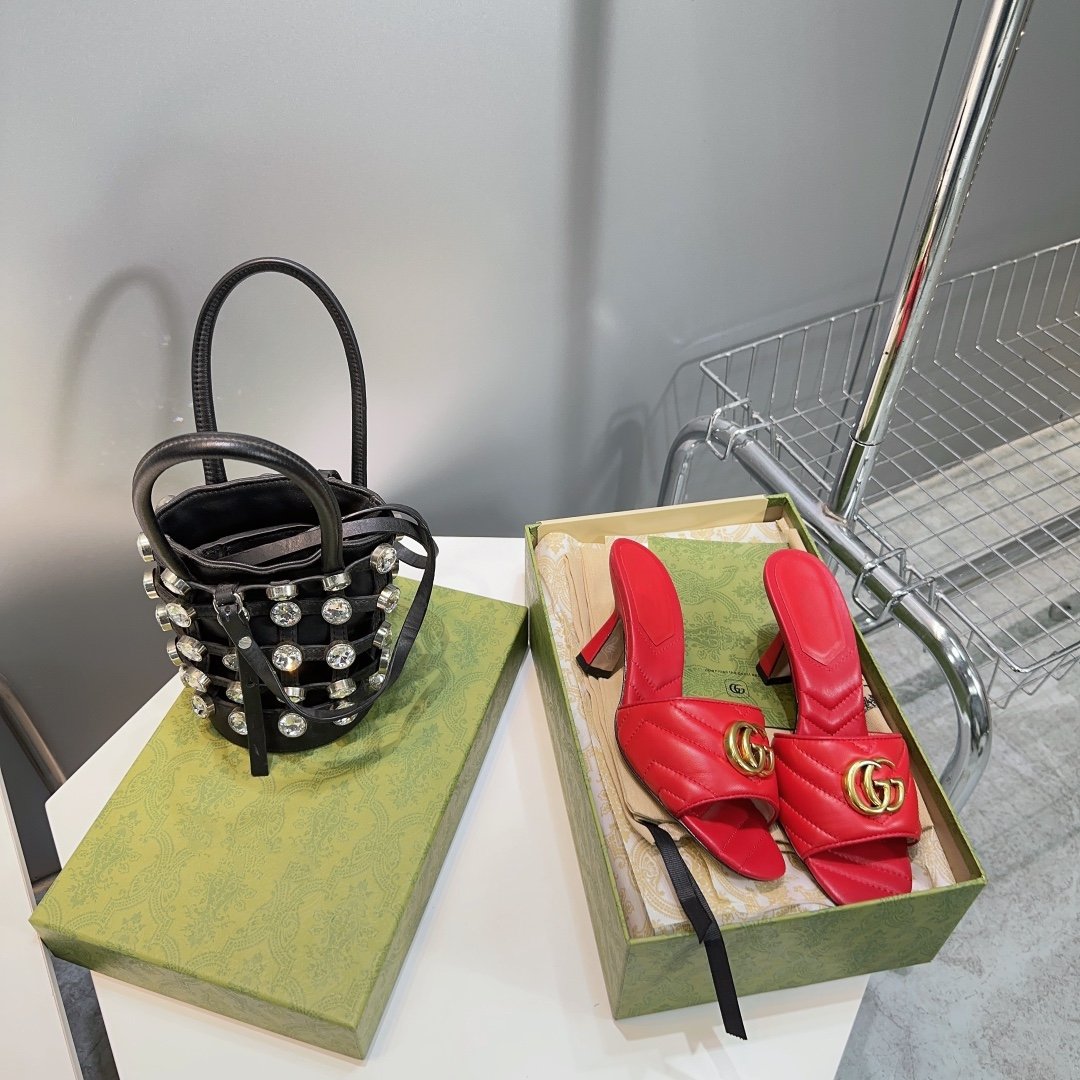 GG SANDALS HIGH-HEELED RED