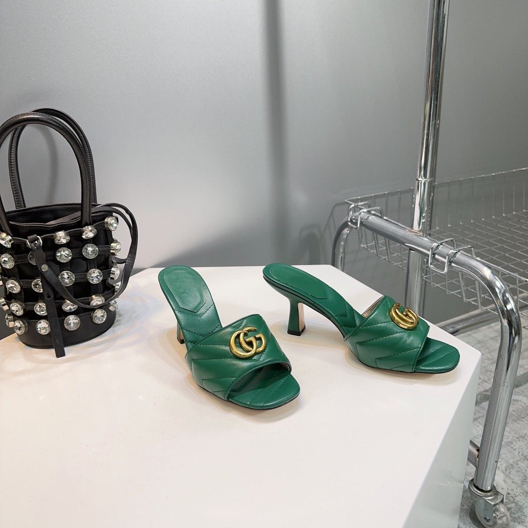 GG SANDALS HIGH-HEELED GREEN