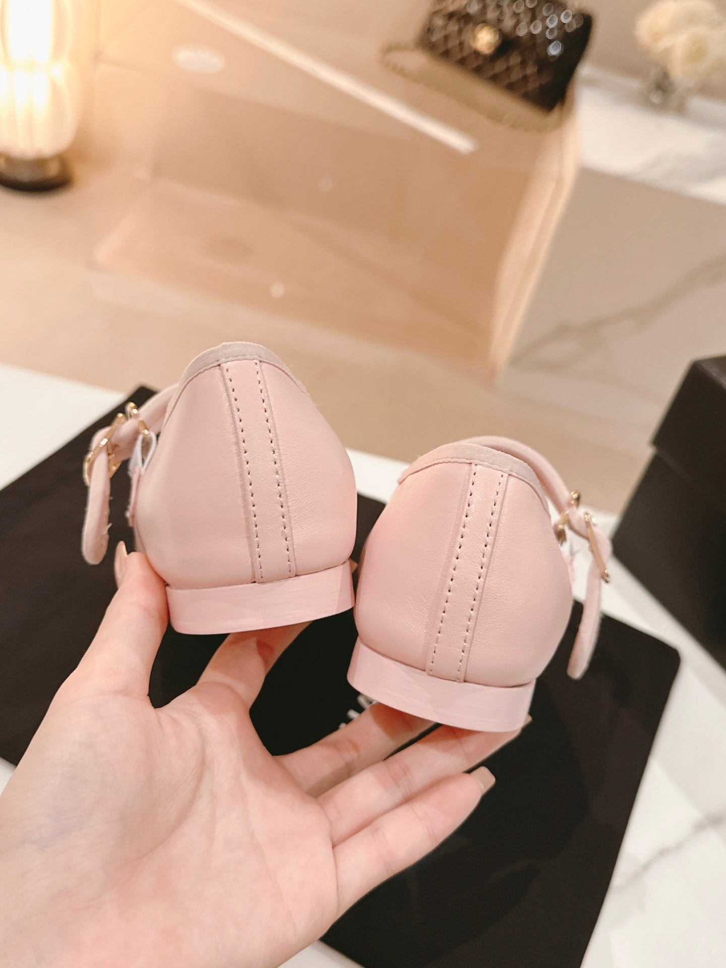 mary janes pink lambskin